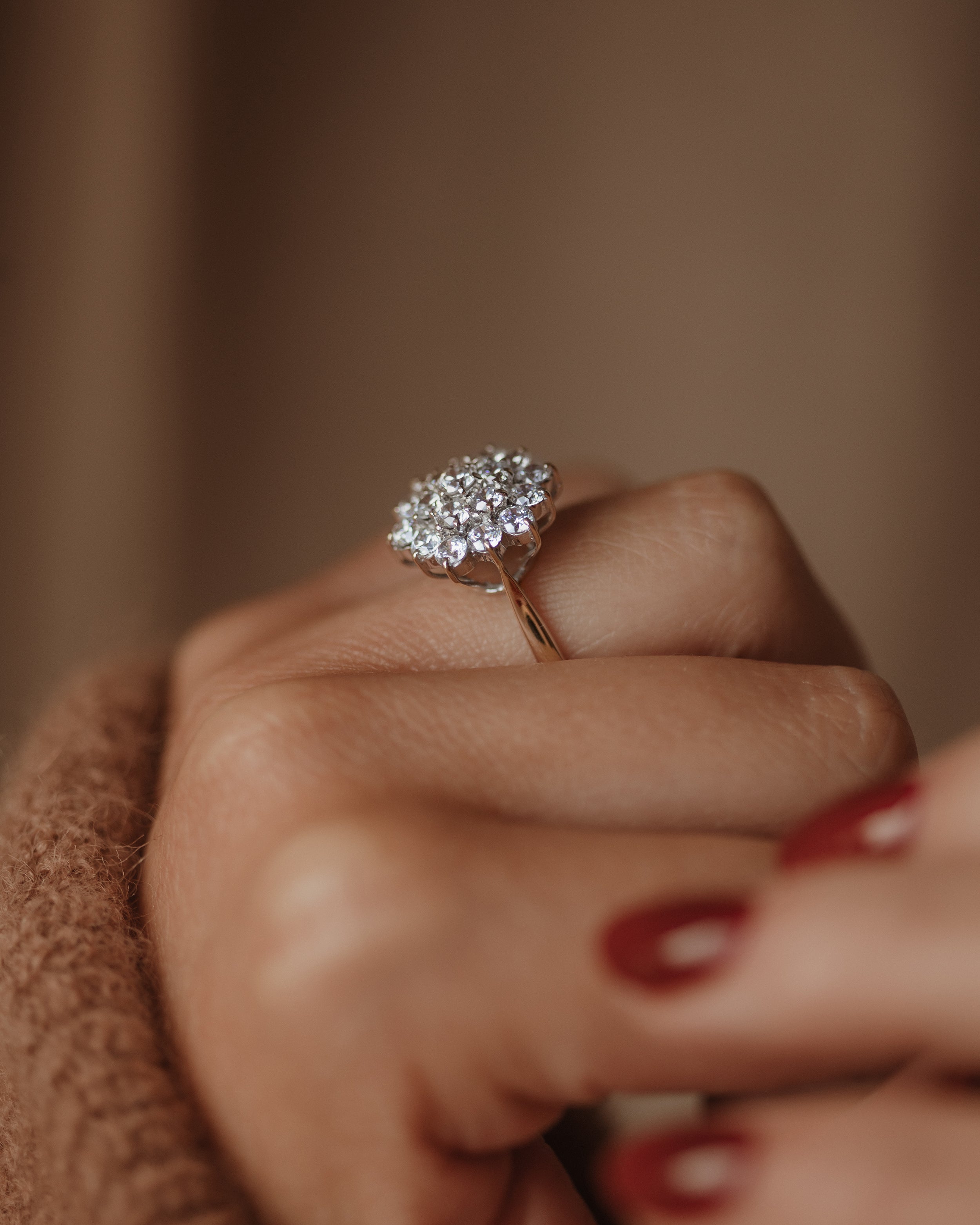 Doris Vintage 9ct Gold Cubic Zirconia Cluster Ring