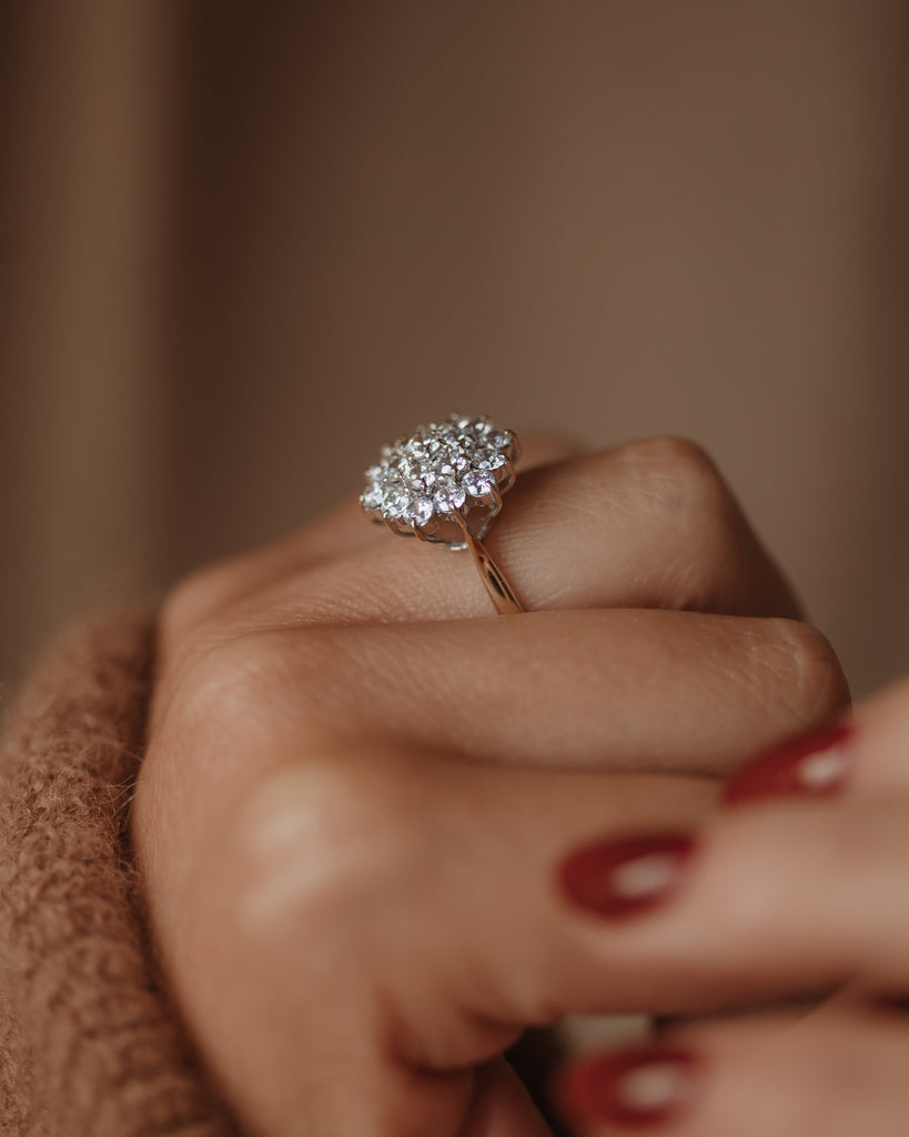 Doris Vintage 9ct Gold Cubic Zirconia Cluster Ring
