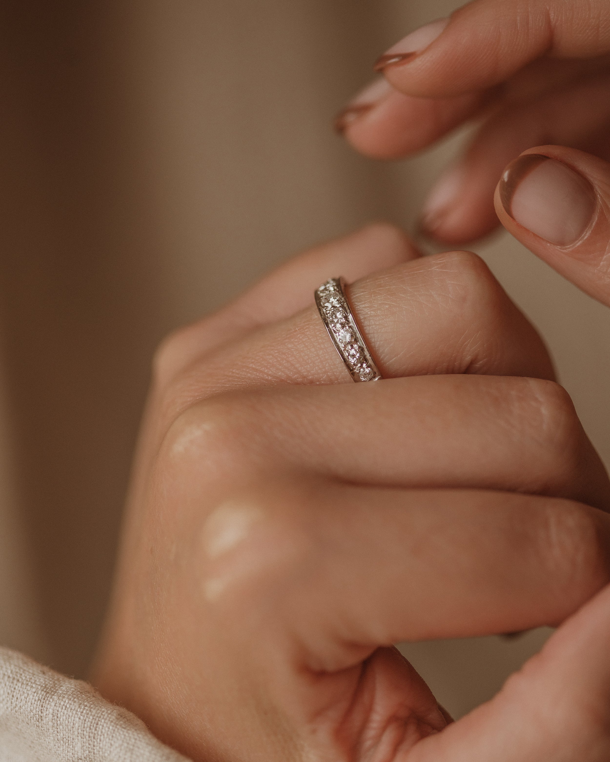 Odessa Vintage 18ct White Gold Diamond Half Eternity Ring | Rock n Rose