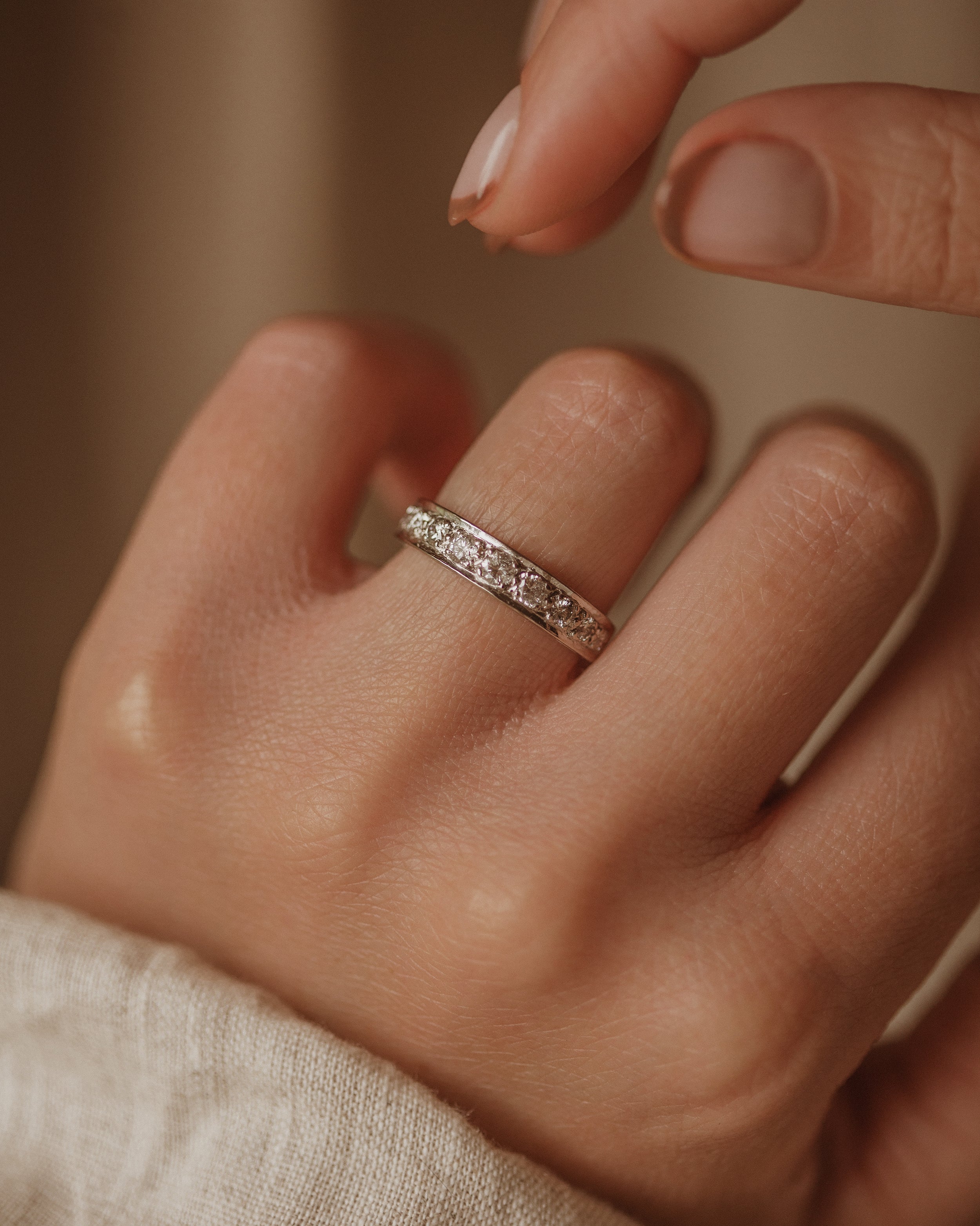 Odessa Vintage 18ct White Gold Diamond Half Eternity Ring | Rock n Rose