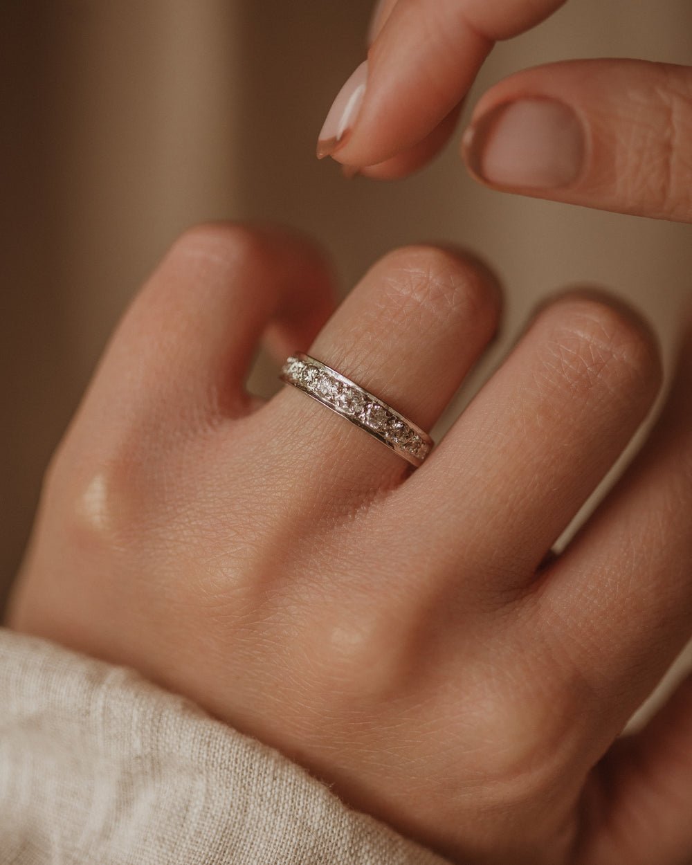 Odessa Vintage 18ct White Gold Diamond Half Eternity Ring