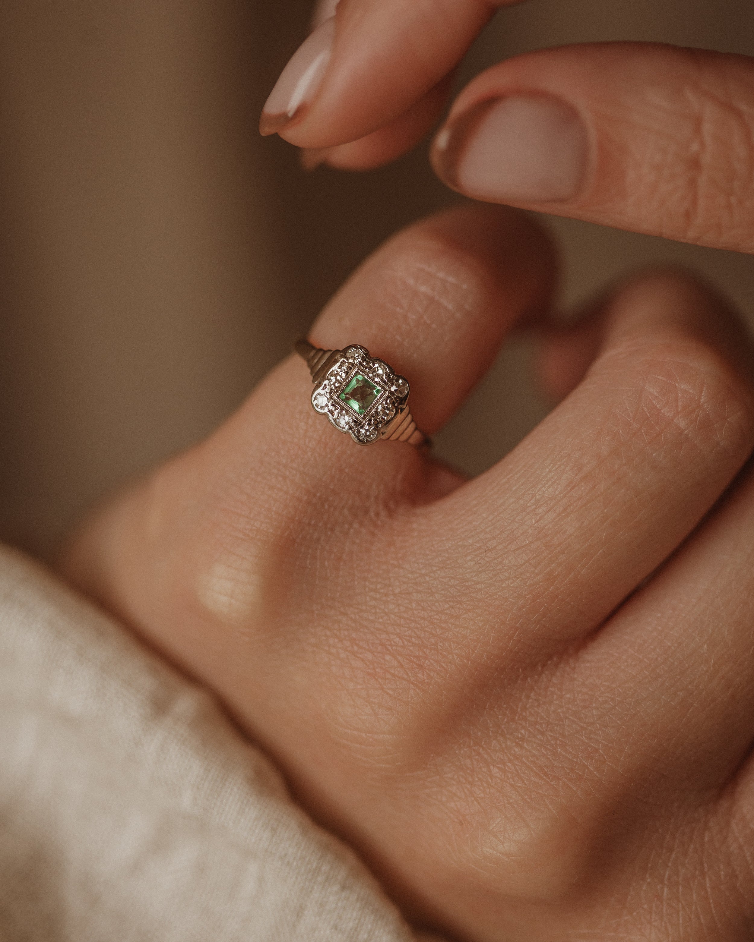 Image of Johanna 1962 18ct Gold Emerald & Diamond Ring