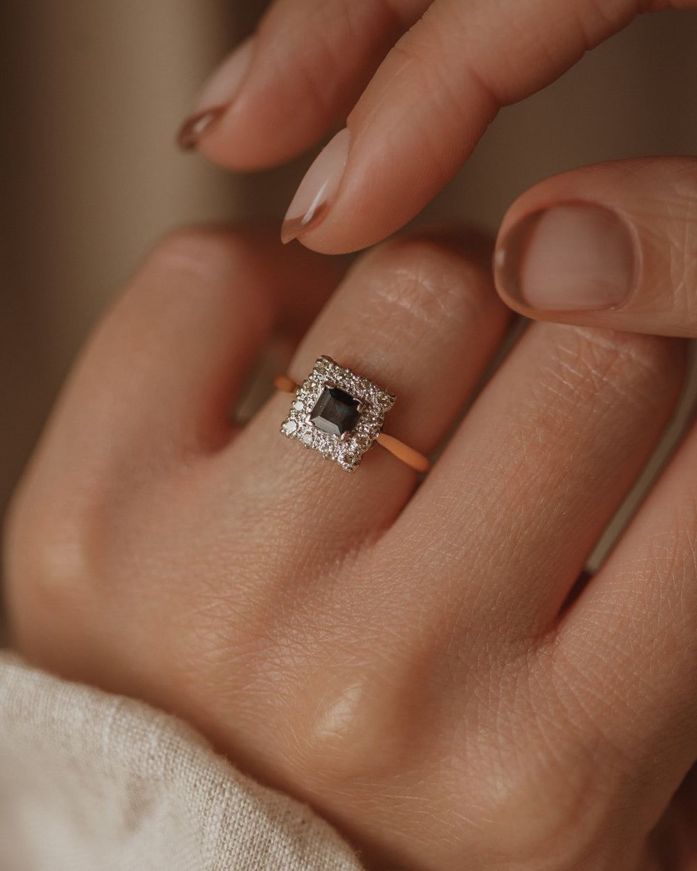 Brigitte 1966 Vintage 18ct Gold Sapphire & Diamond Cluster Ring