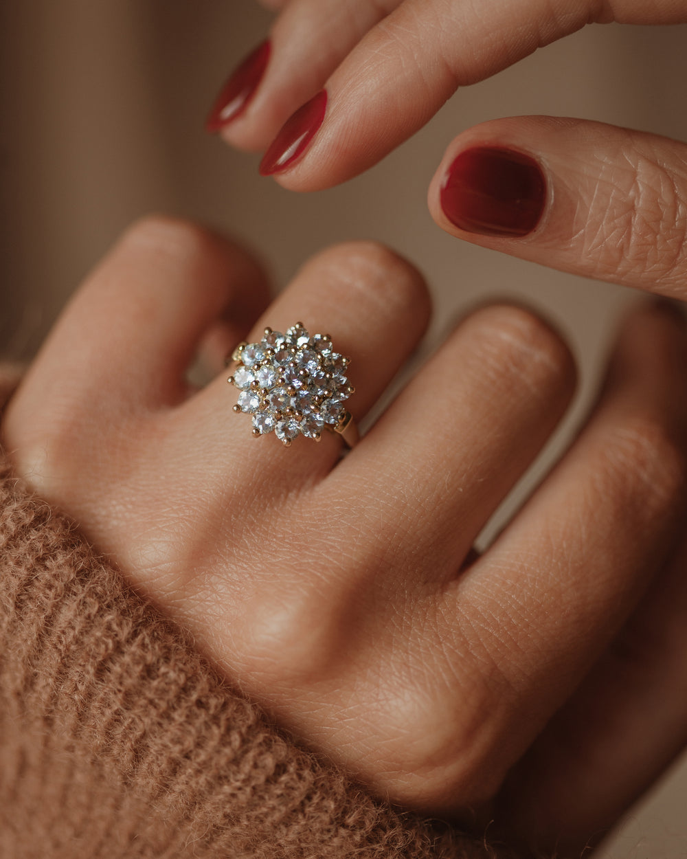 Imogene 9ct Gold Aquamarine Cluster Ring