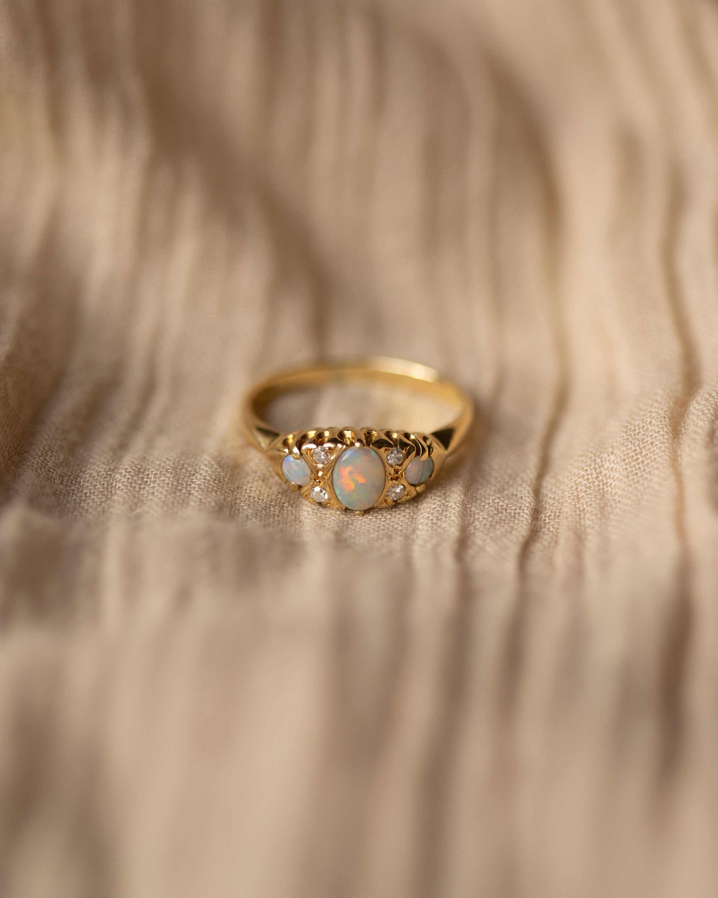 Image of Babette Vintage 18ct Gold Opal & Diamond Ring