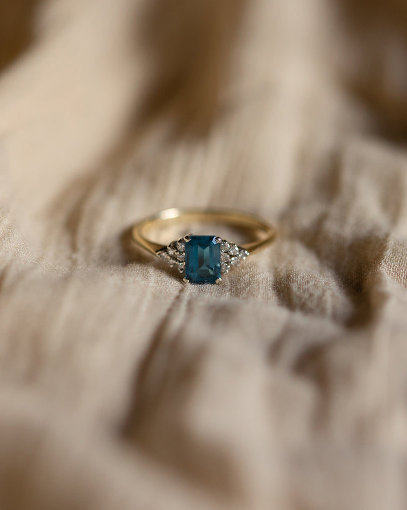 Martha 1988 Vintage 9ct Gold Topaz & Diamond Ring