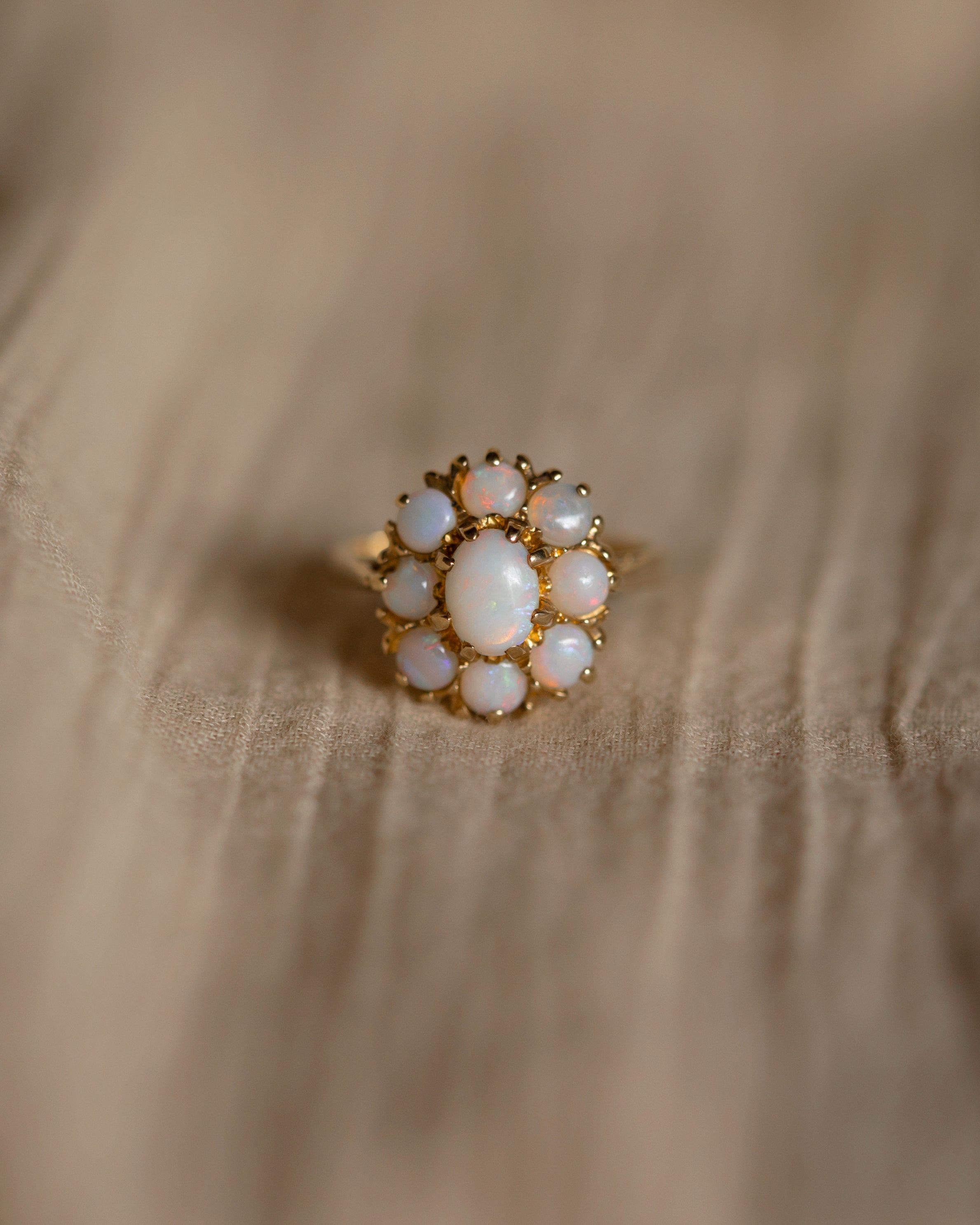 Dorothy 1973 Vintage 9ct Gold Opal Cluster Ring