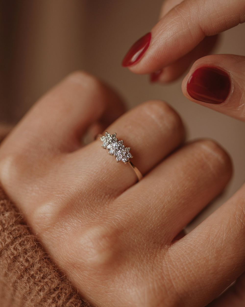 Madeline 1984 Vintage 9ct Gold Diamond Cluster Ring
