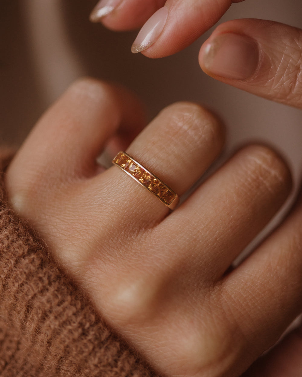 Gertie Vintage 18ct Gold Citrine Half Eternity Ring