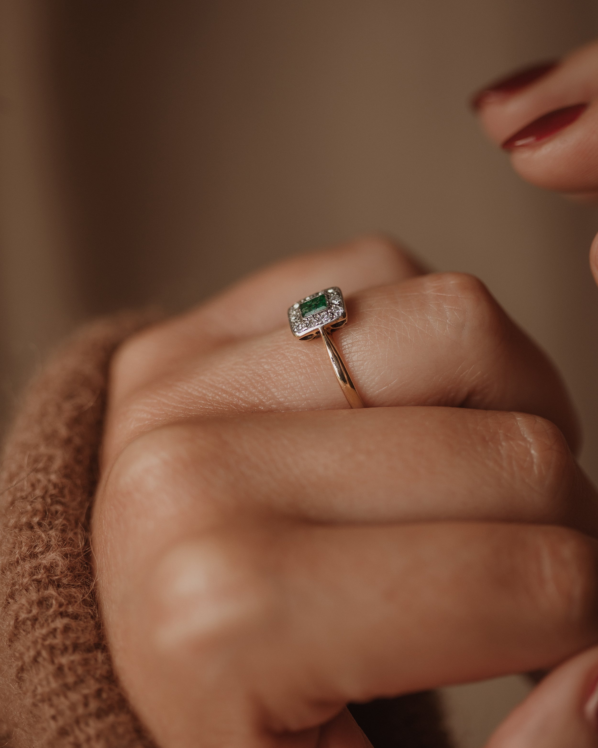 Henrietta Antique 18ct Gold Emerald & Diamond Ring