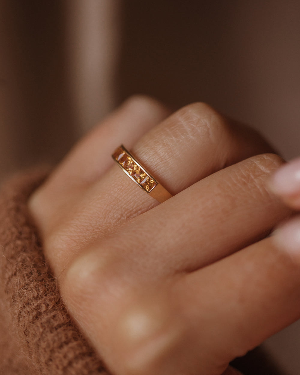 Gertie Vintage 18ct Gold Citrine Half Eternity Ring