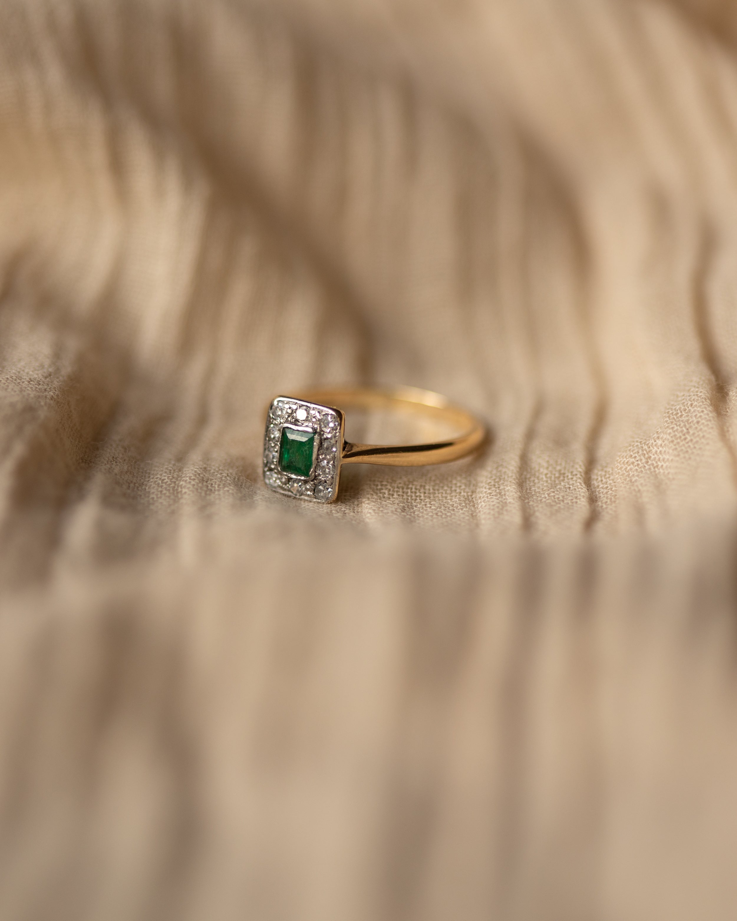 Henrietta Antique 18ct Gold Emerald & Diamond Ring