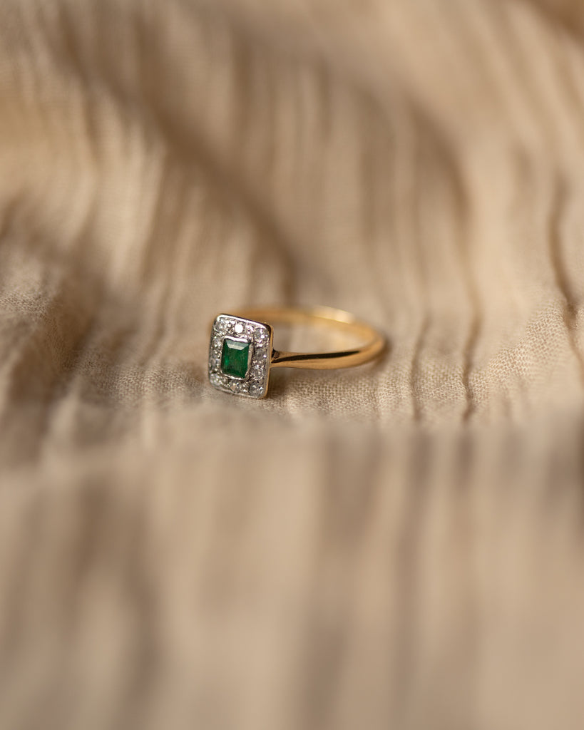 Henrietta Antique 18ct Gold Emerald & Diamond Ring