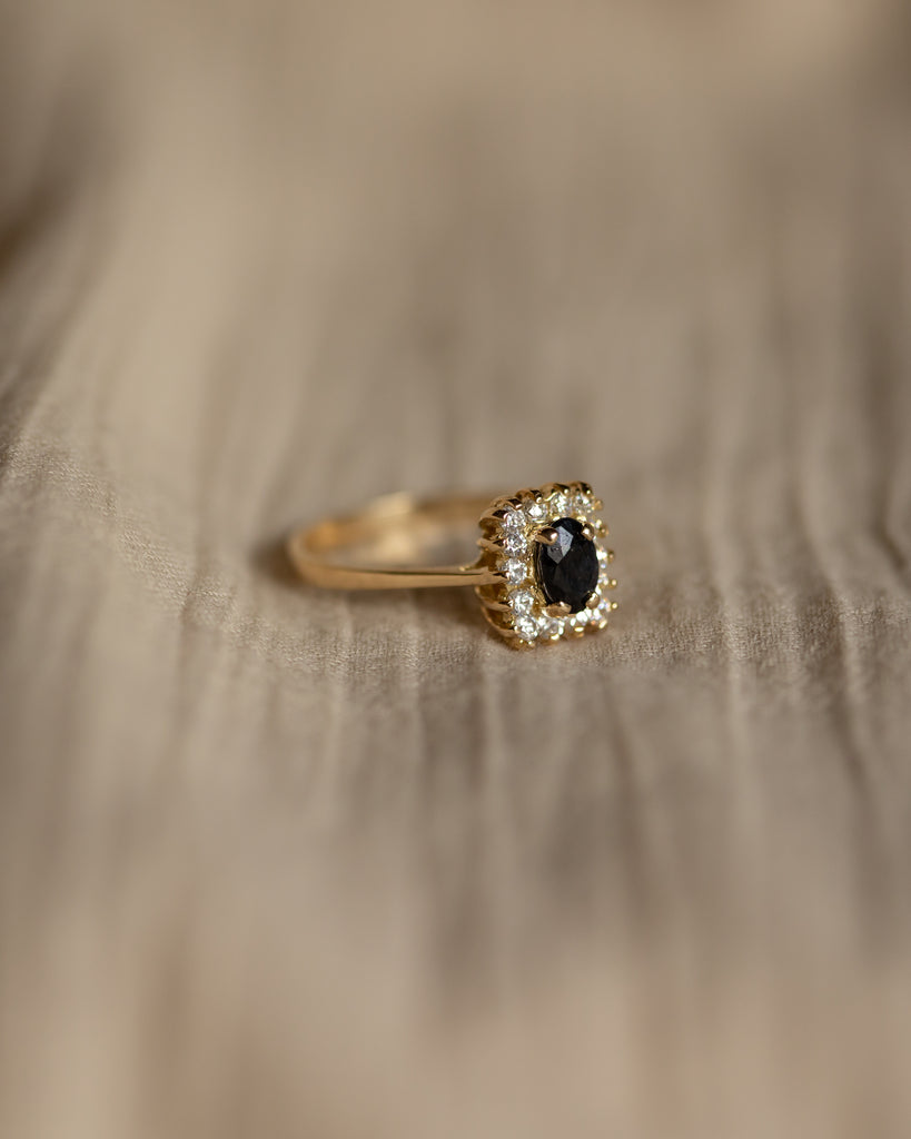 Rene Vintage 18ct Gold Sapphire & Diamond Cluster Ring