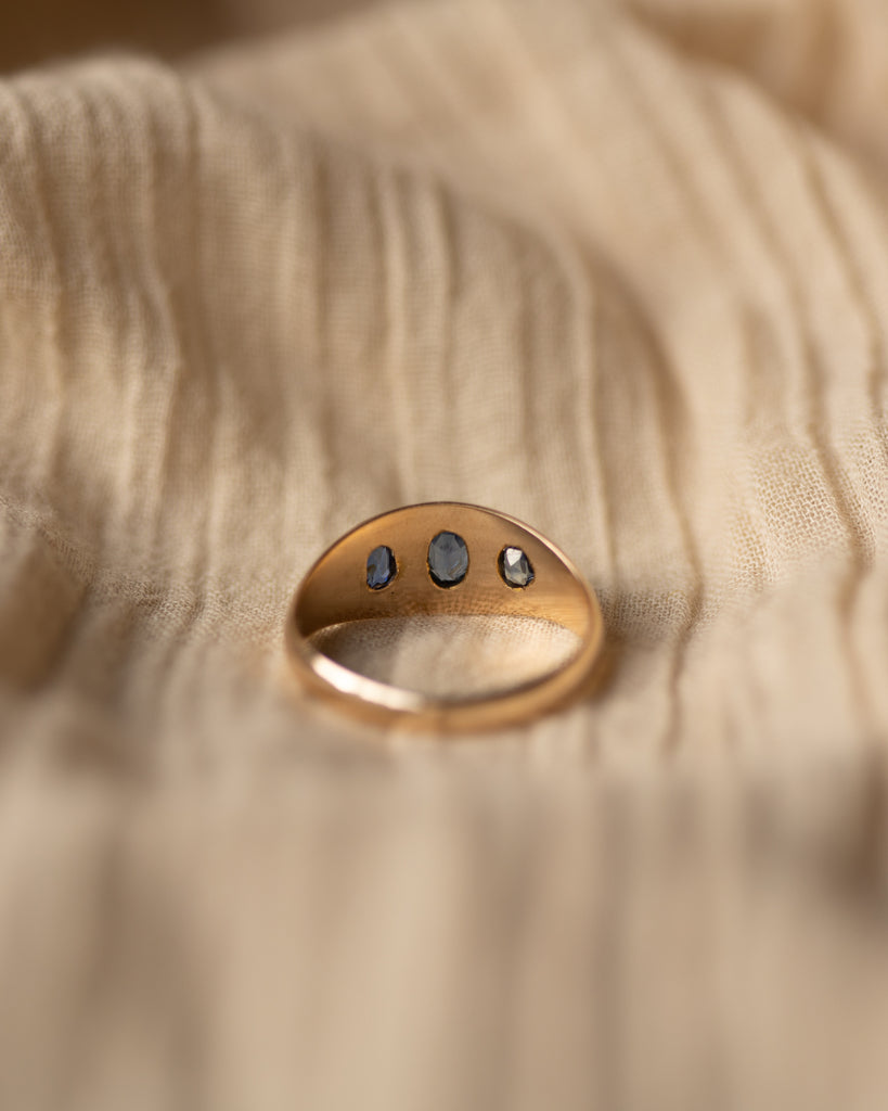Mae Antique 10ct Gold Sapphire & Pearl Seven Stone Ring