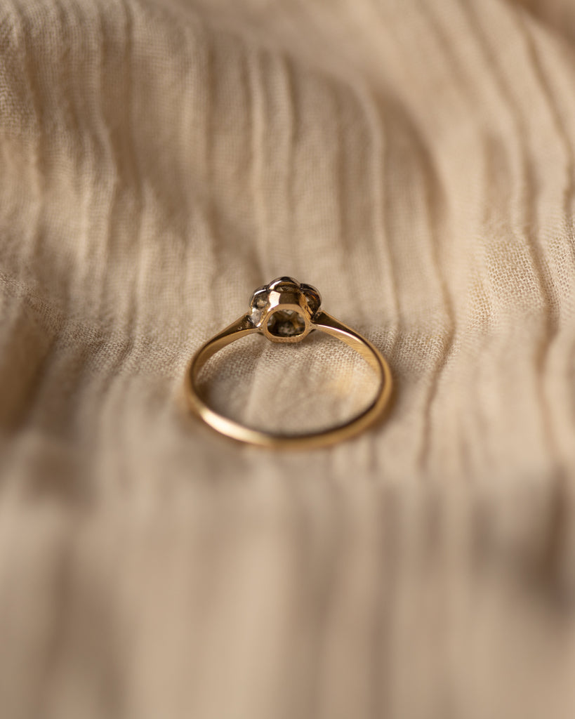 Jessa Antique Edwardian 18ct Gold Diamond Daisy Cluster Ring