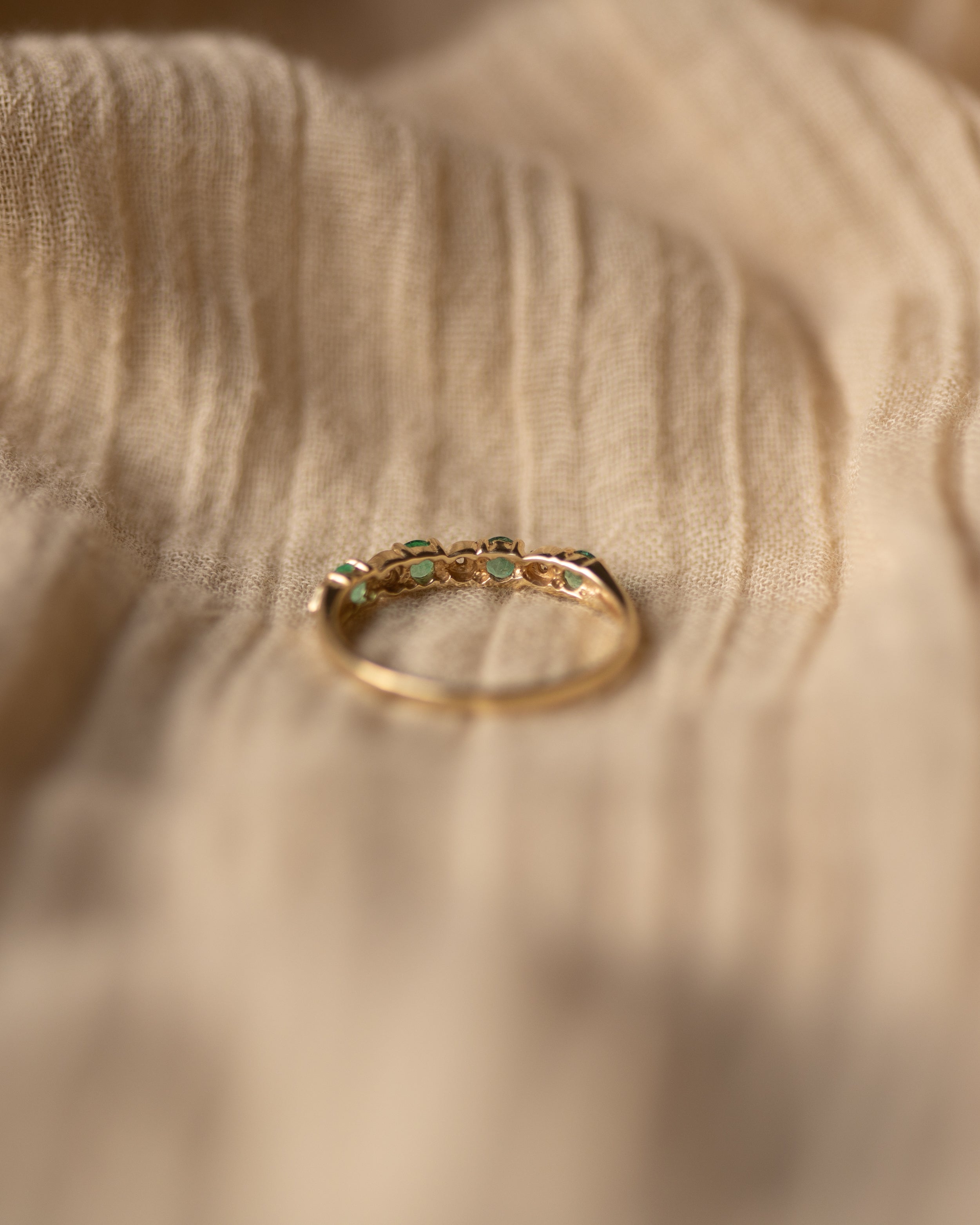 Flossie 1989 Vintage 9ct Gold Emerald & Diamond Half Eternity Ring