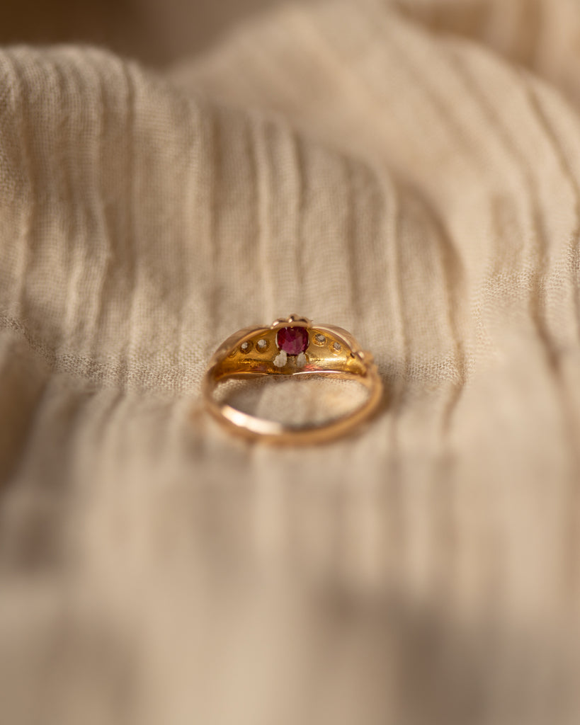 Evelyn 1910 Antique 18ct Gold Ruby & Diamond Ring