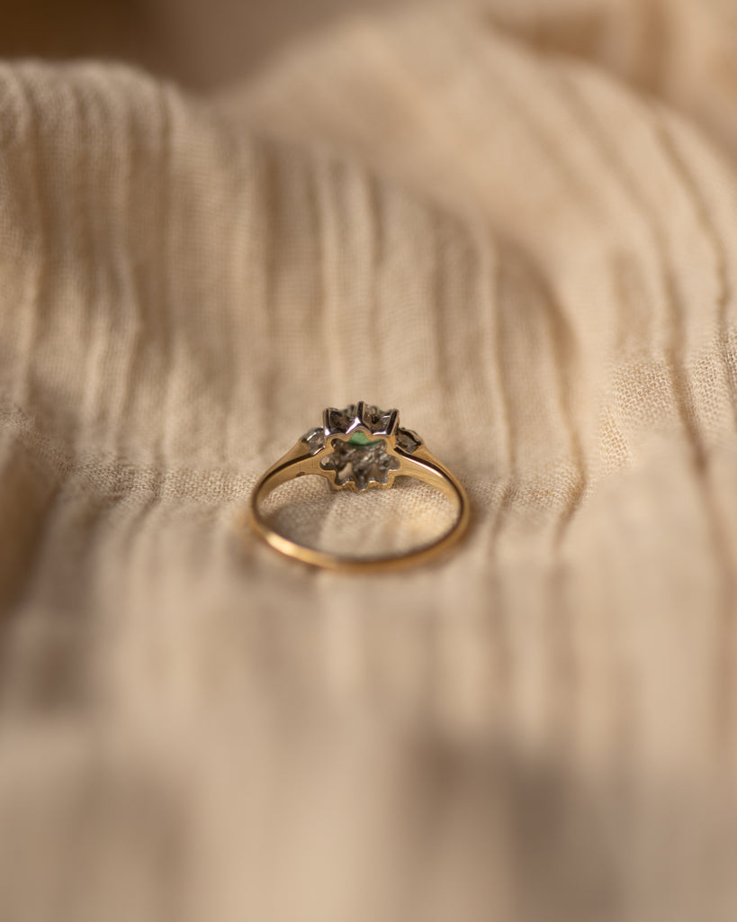 Jeanette 1986 9ct Gold Emerald & Diamond Ring