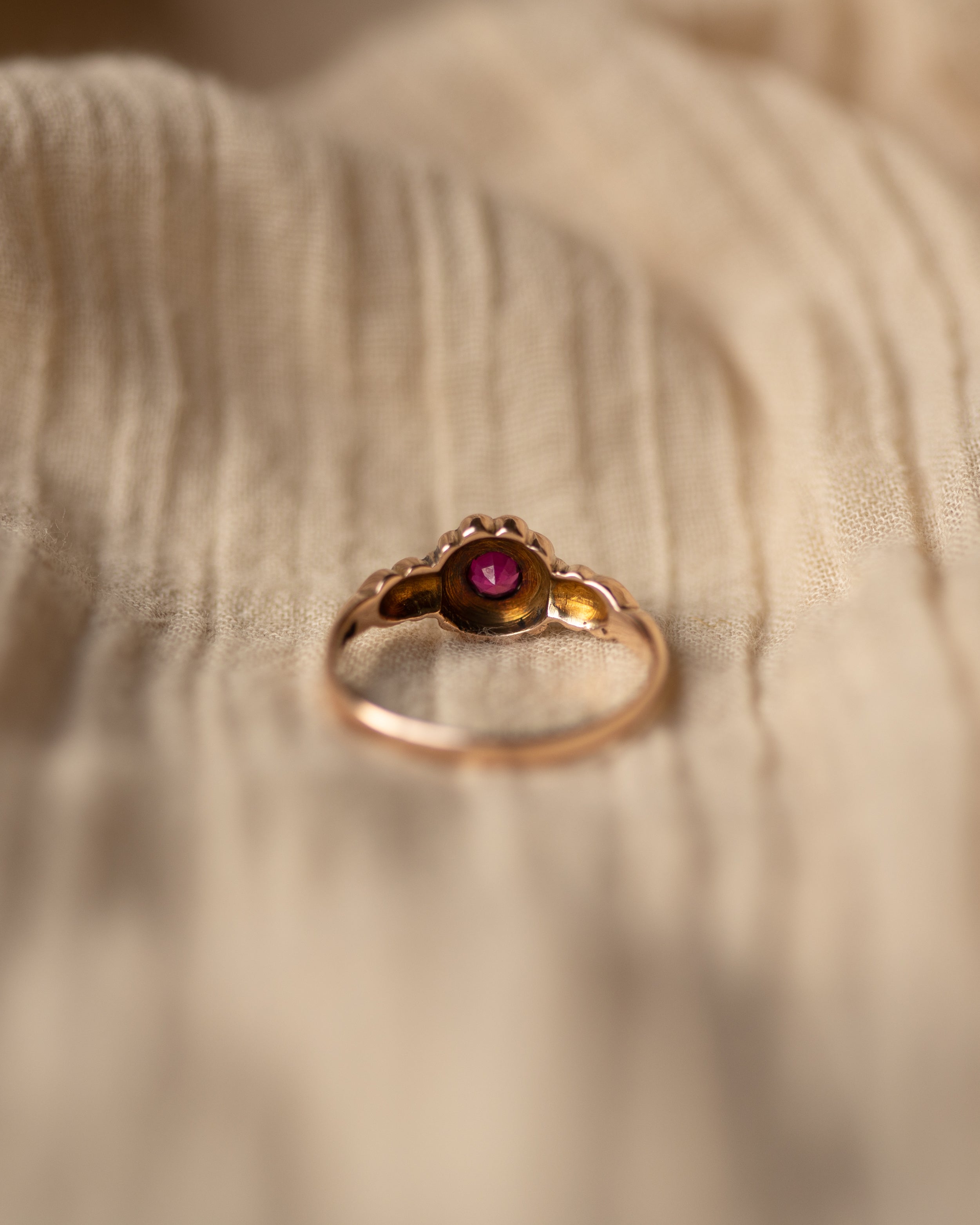 Alma 1897 Antique 9ct Gold Ruby & Pearl Cluster Ring