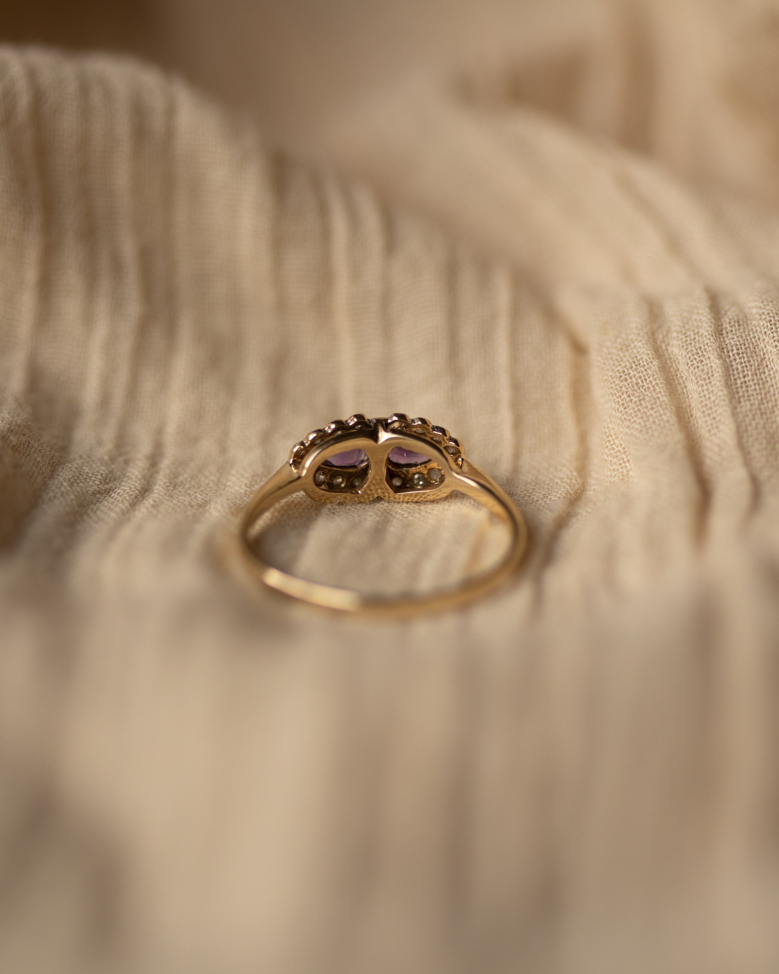 Dolores Vintage 9ct Gold Amethyst & Diamond Cluster Ring