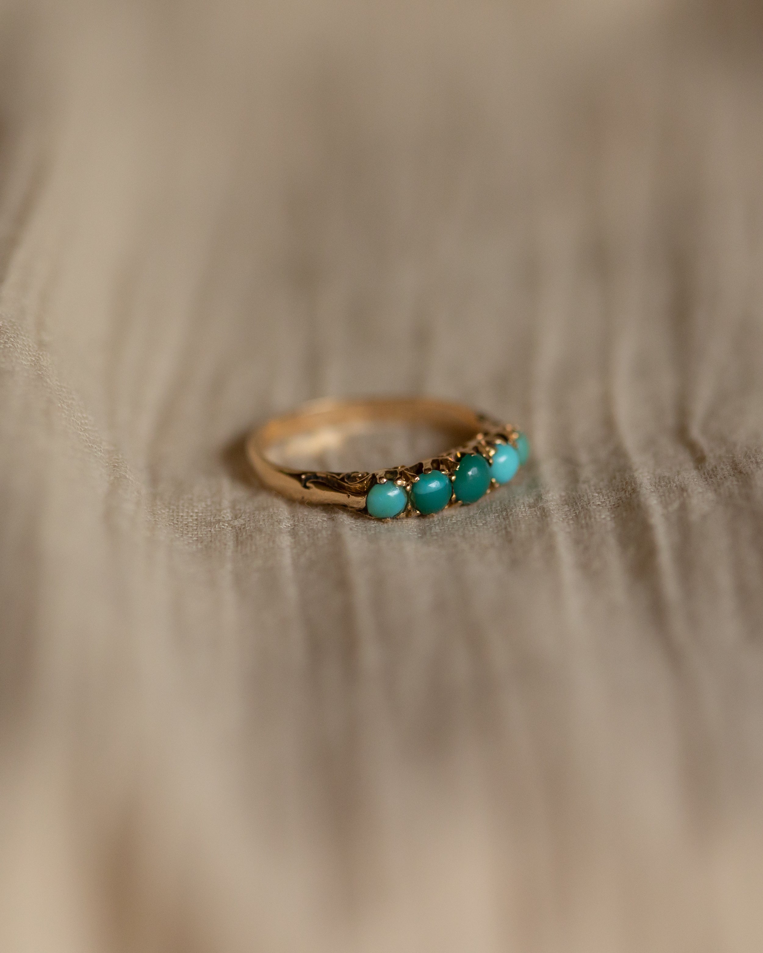 Bridget Antique 18ct Gold Turquoise Five Stone Ring