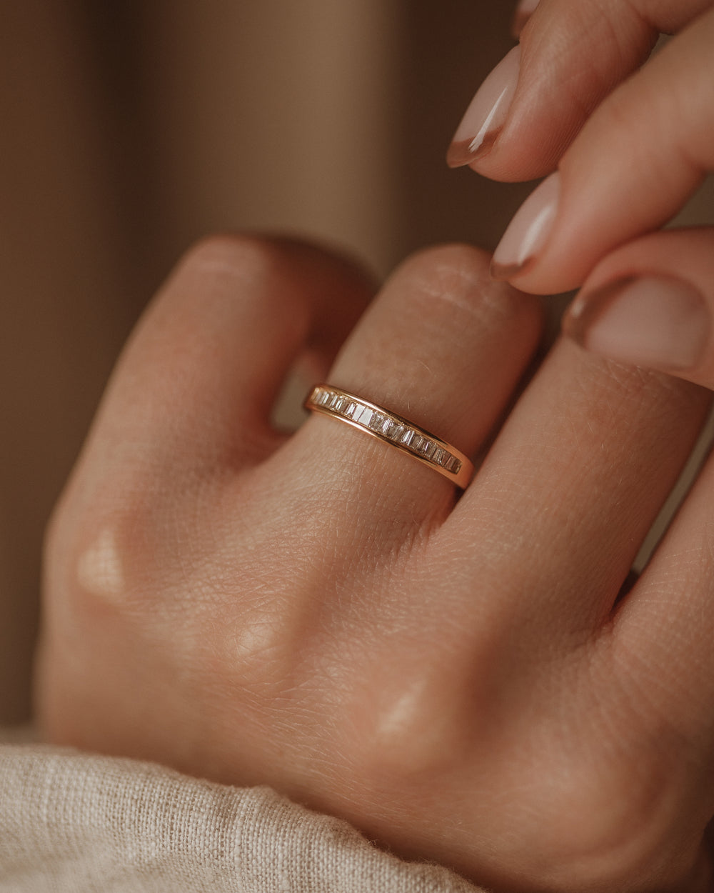 Phoebe 1965 Vintage 18ct Gold Baguette Cut Diamond Half Eternity Ring