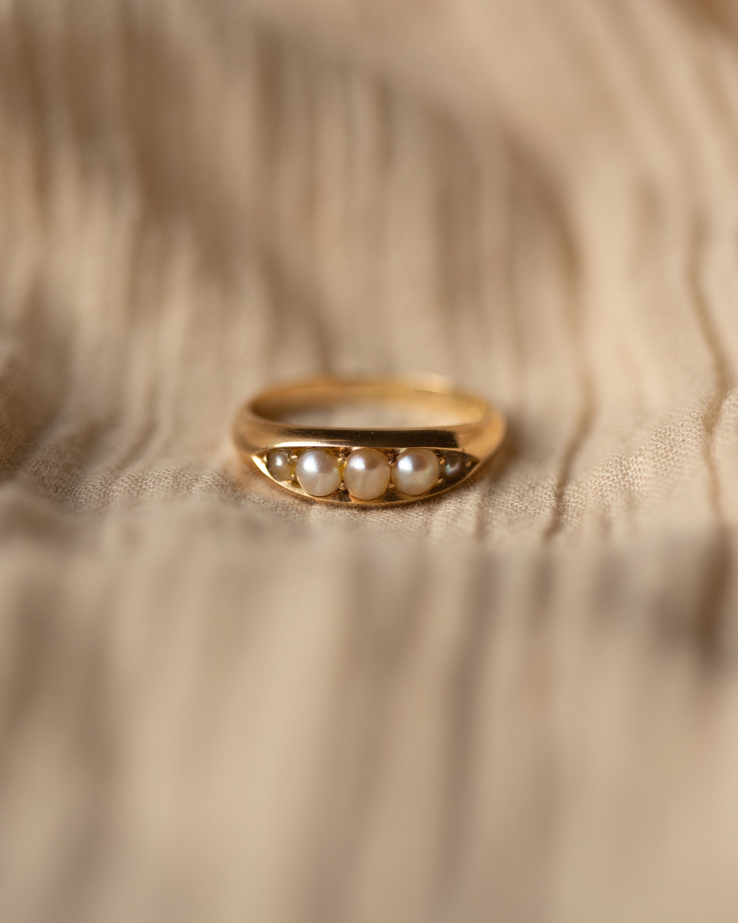 Olive 1892 Victorian Antique 18ct Gold Five Stone Pearl Ring
