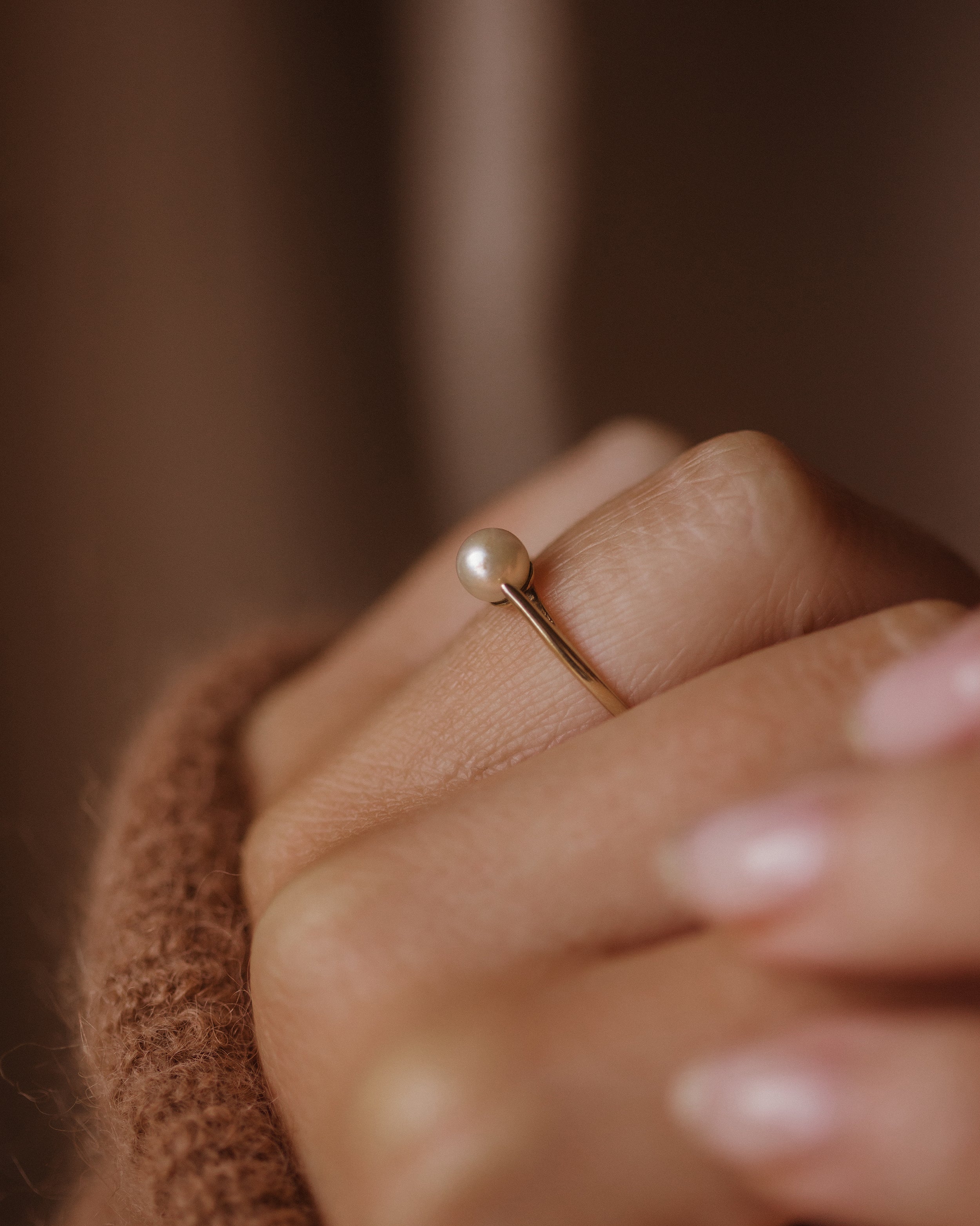 Antonia 1988 Vintage 9ct Gold Pearl Solitaire Ring