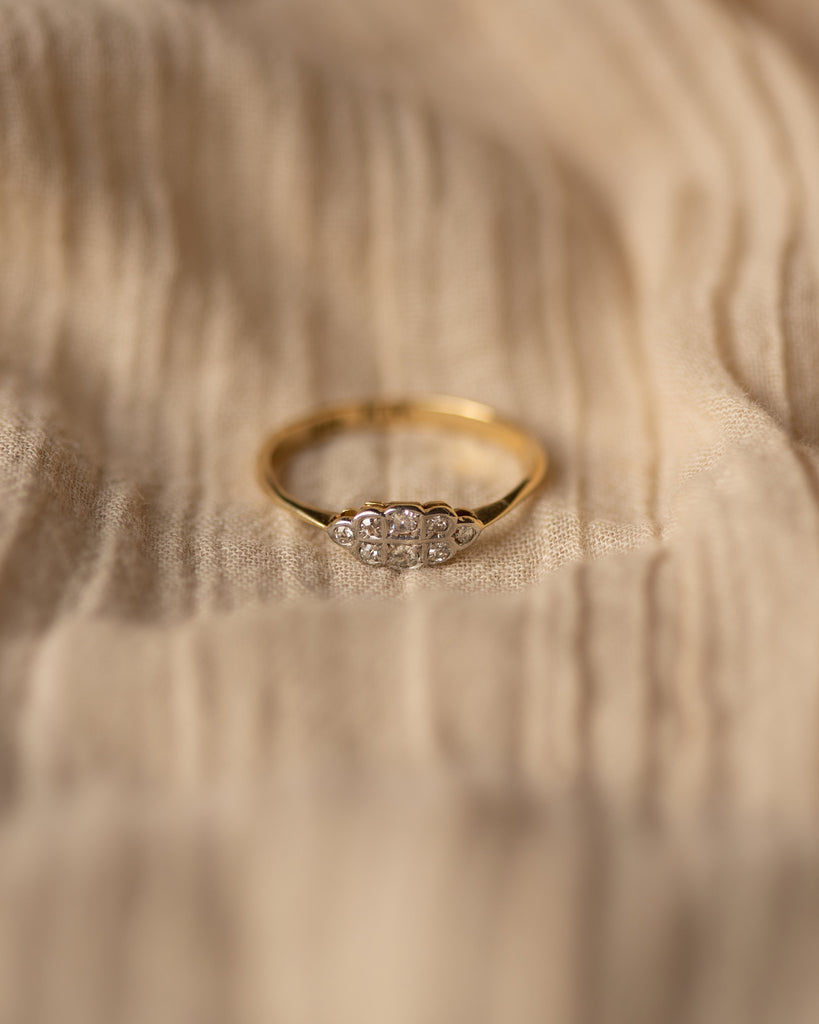Lucille Antique Art Deco 18ct Gold Diamond Cluster Ring