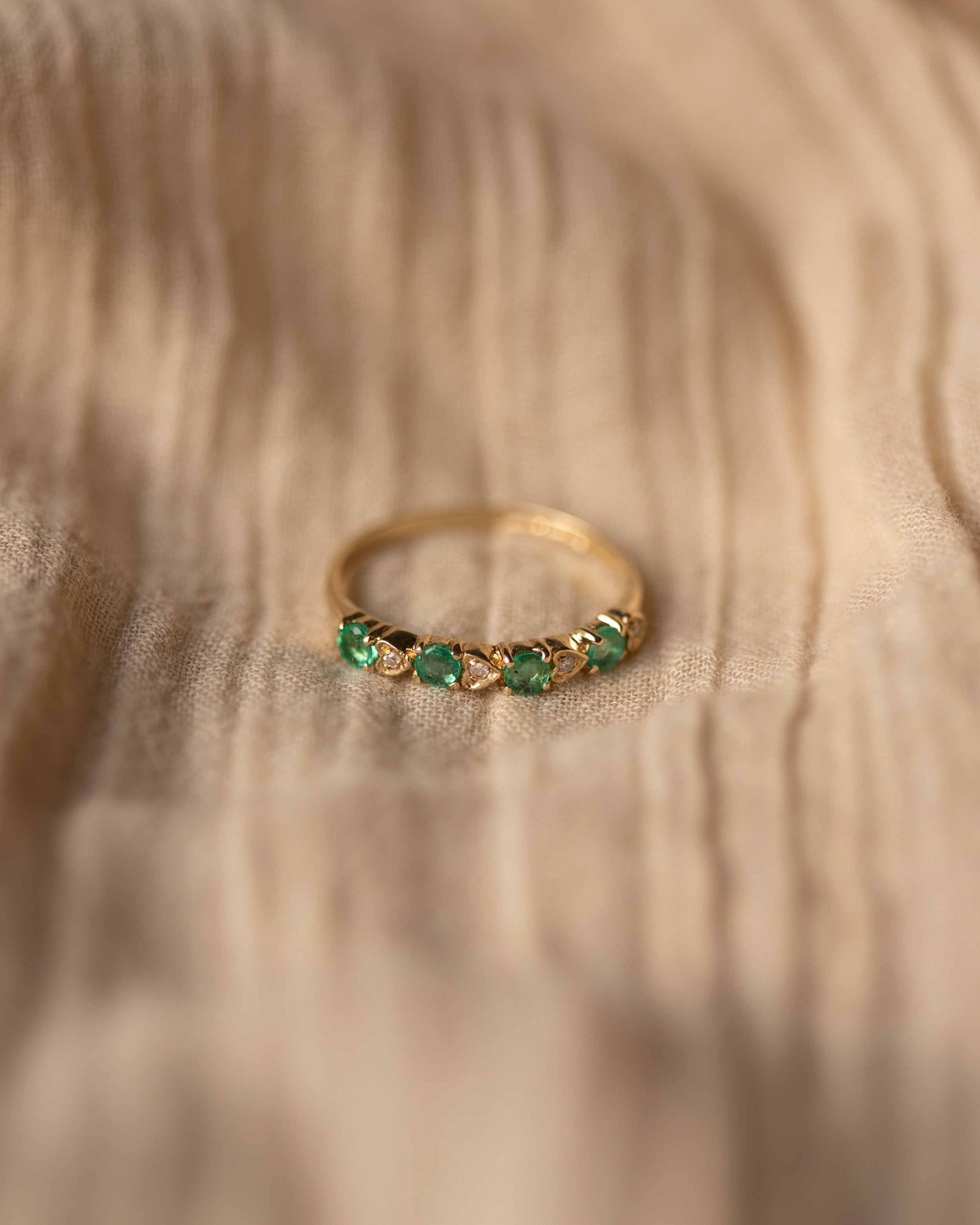 Flossie 1989 Vintage 9ct Gold Emerald & Diamond Half Eternity Ring