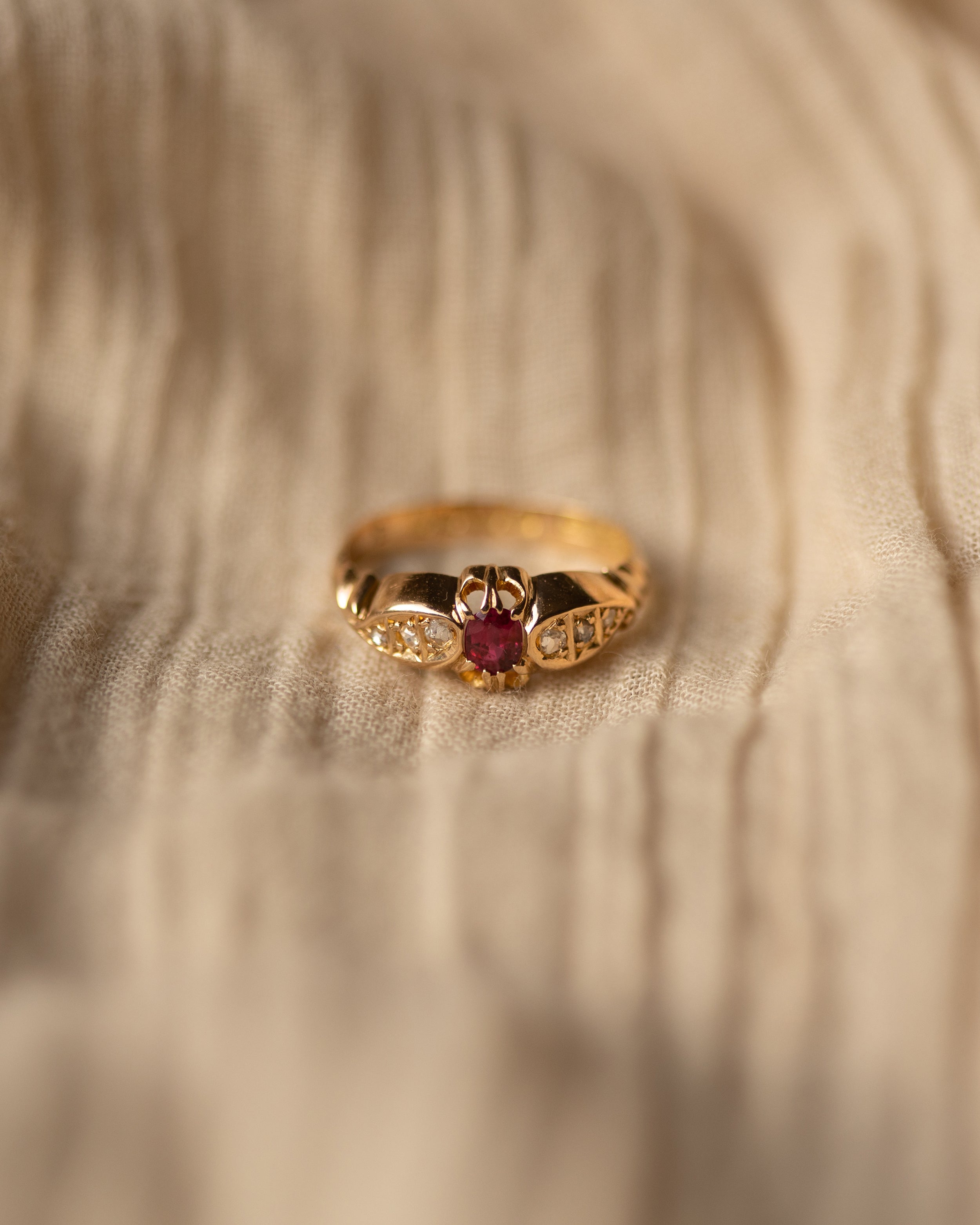 Evelyn 1910 Antique 18ct Gold Ruby & Diamond Ring