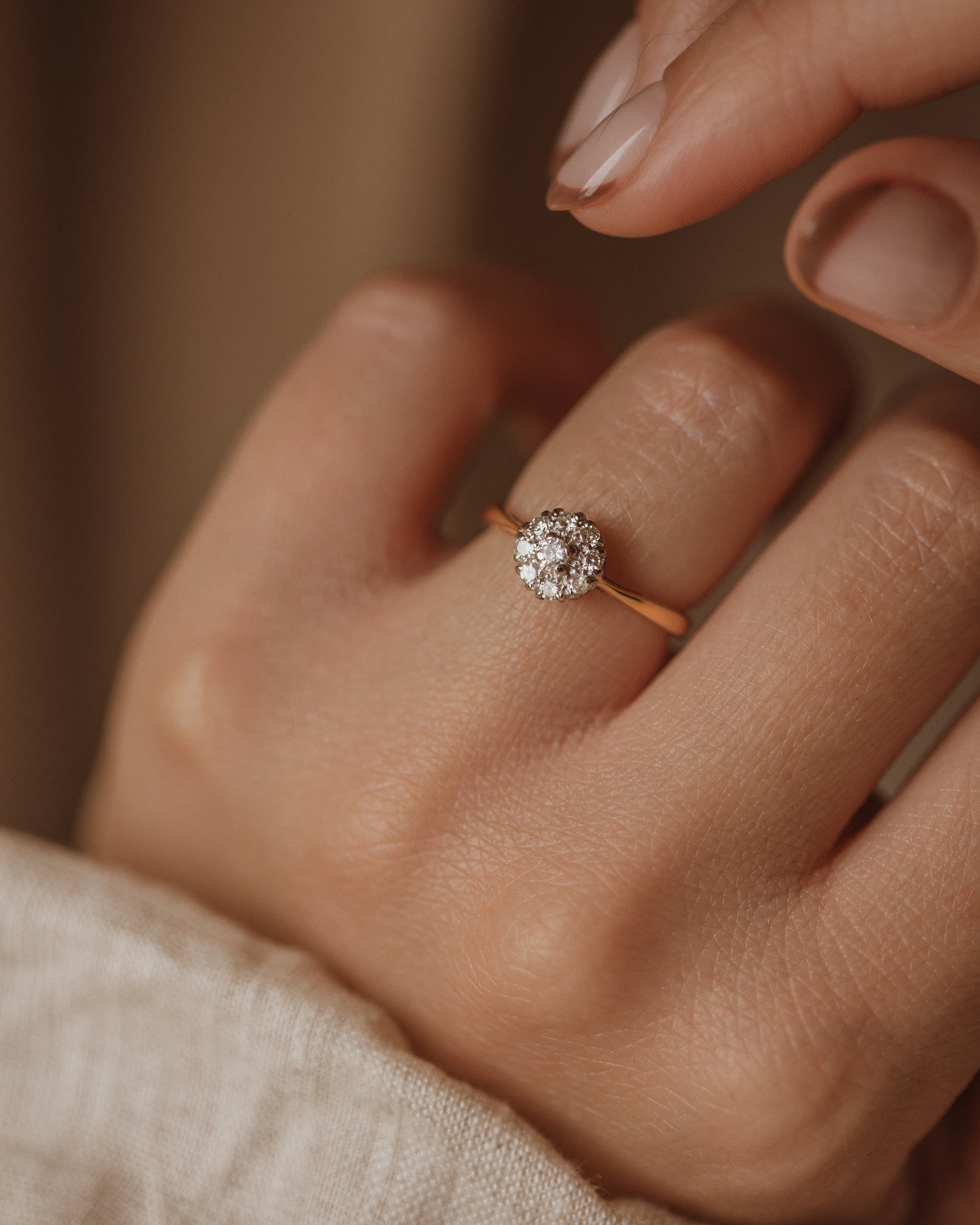 Image of Bernadette Vintage 18ct Gold Diamond Cluster Ring