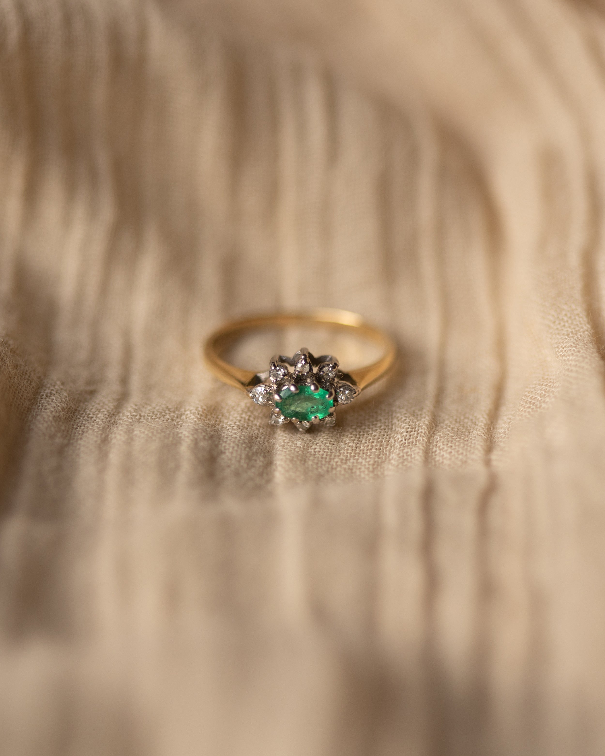 Jeanette 1986 9ct Gold Emerald & Diamond Ring