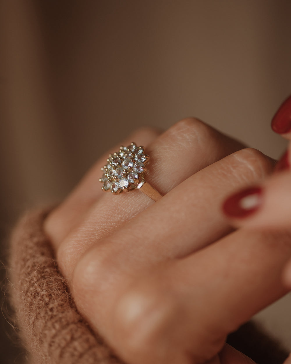 Imogene 9ct Gold Aquamarine Cluster Ring
