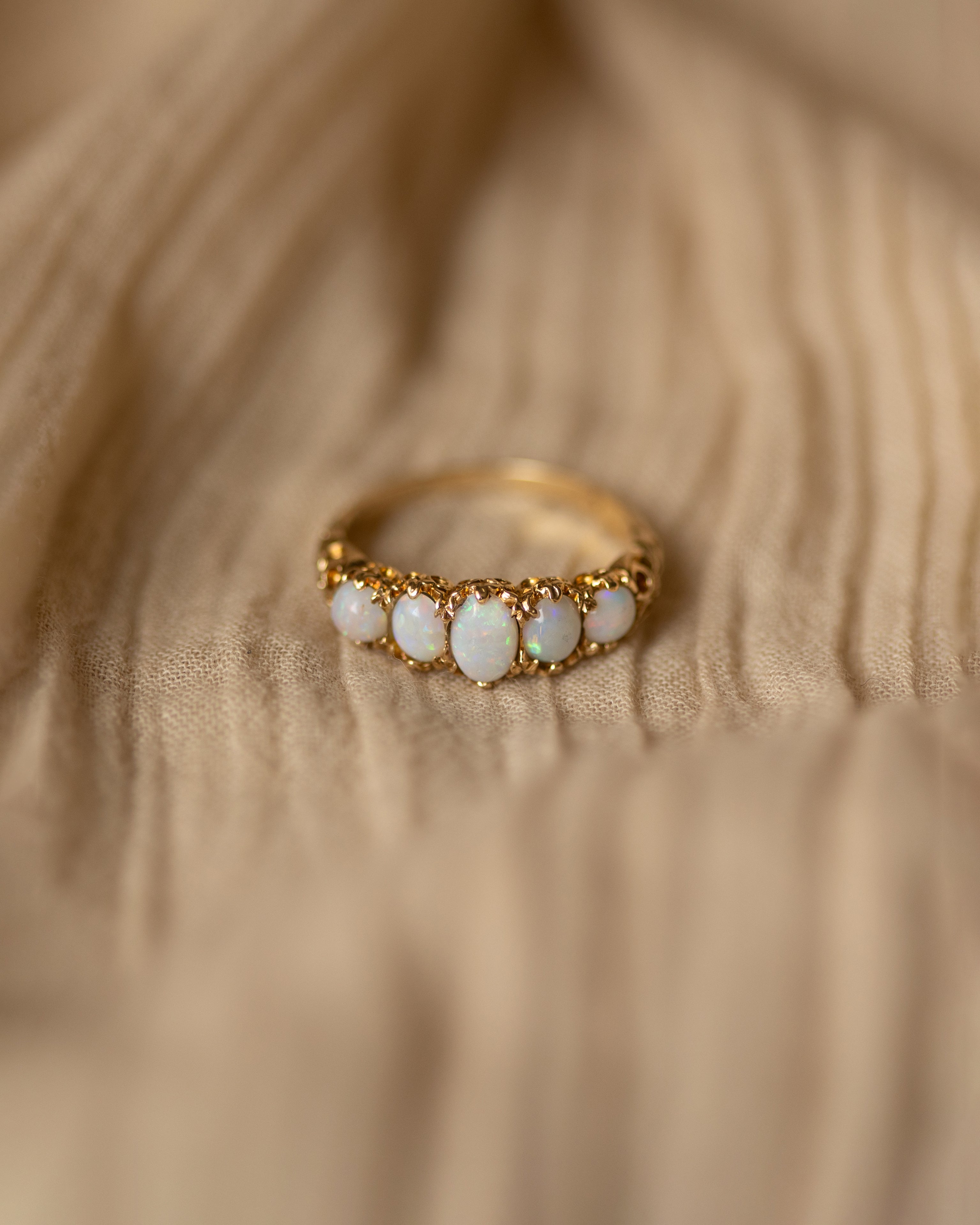 Image of Georgette Vintage 9ct Gold Five Stone Opal Ring
