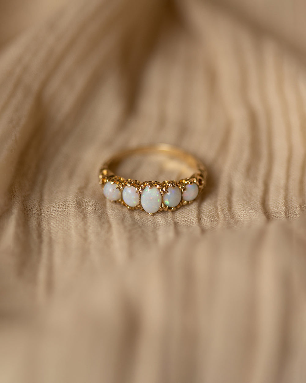 Georgette Vintage 9ct Gold Five Stone Opal Ring