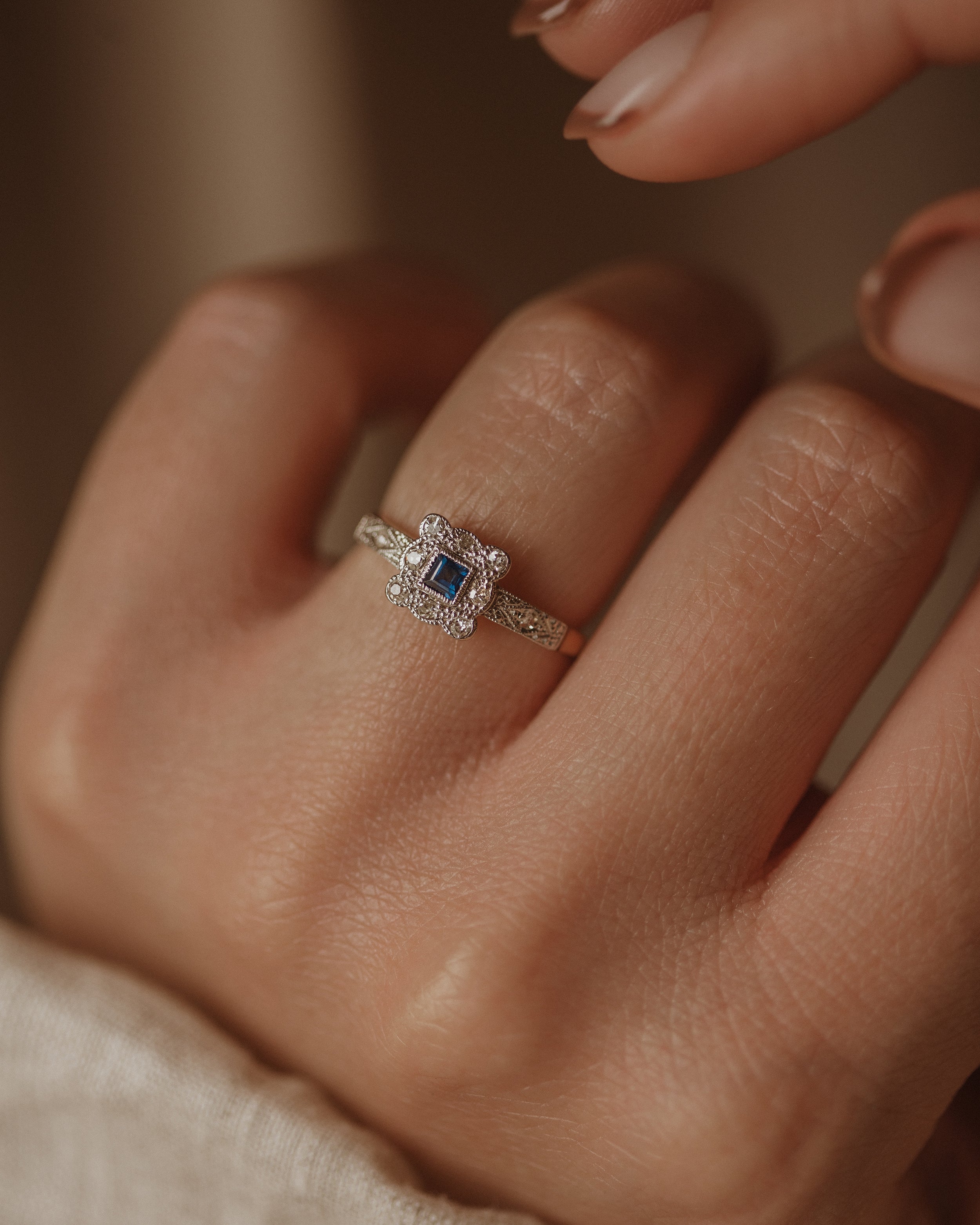 Image of Agnes Antique Art Deco 18ct Gold Sapphire & Diamond Ring