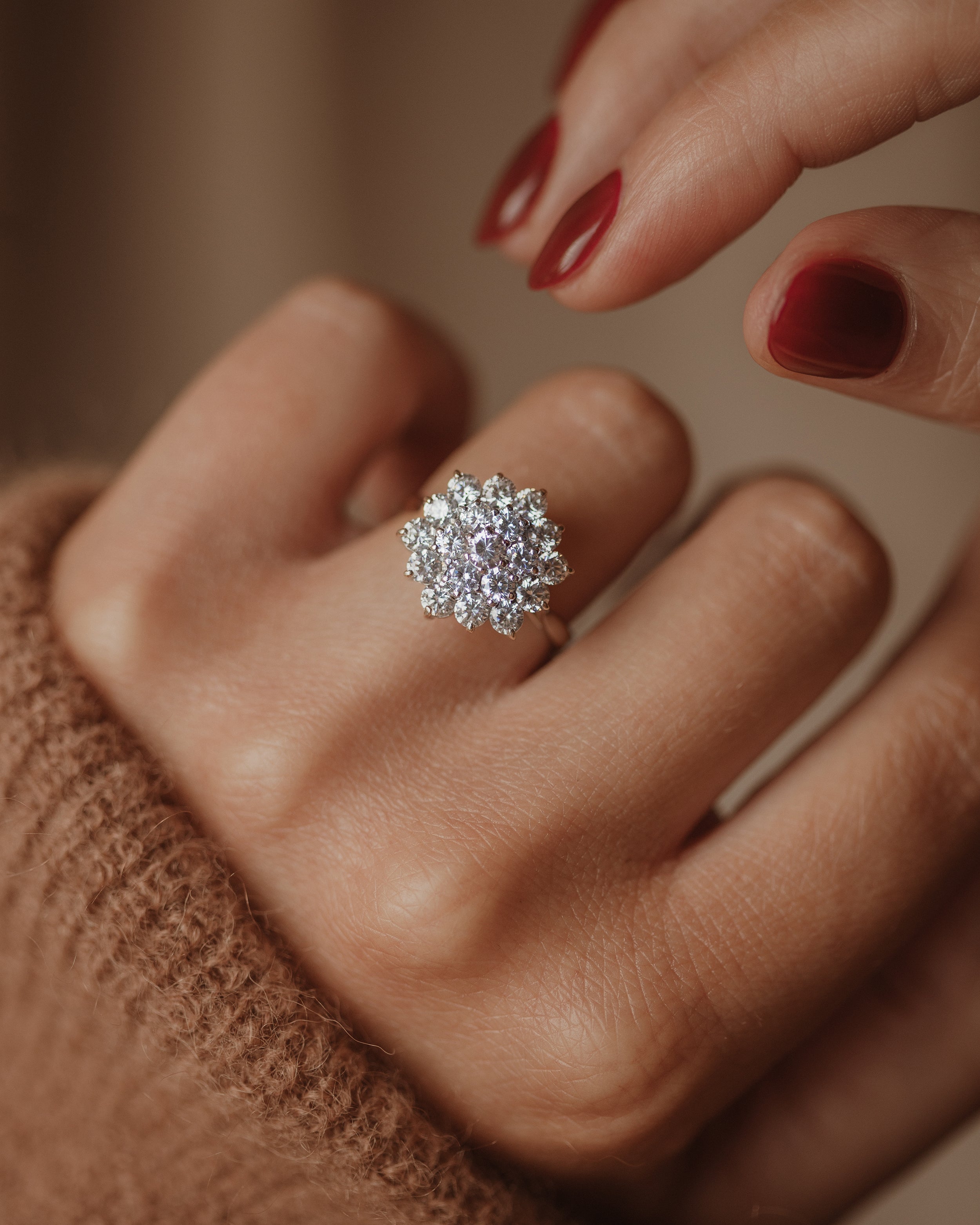 Image of Doris Vintage 9ct Gold Cubic Zirconia Cluster Ring