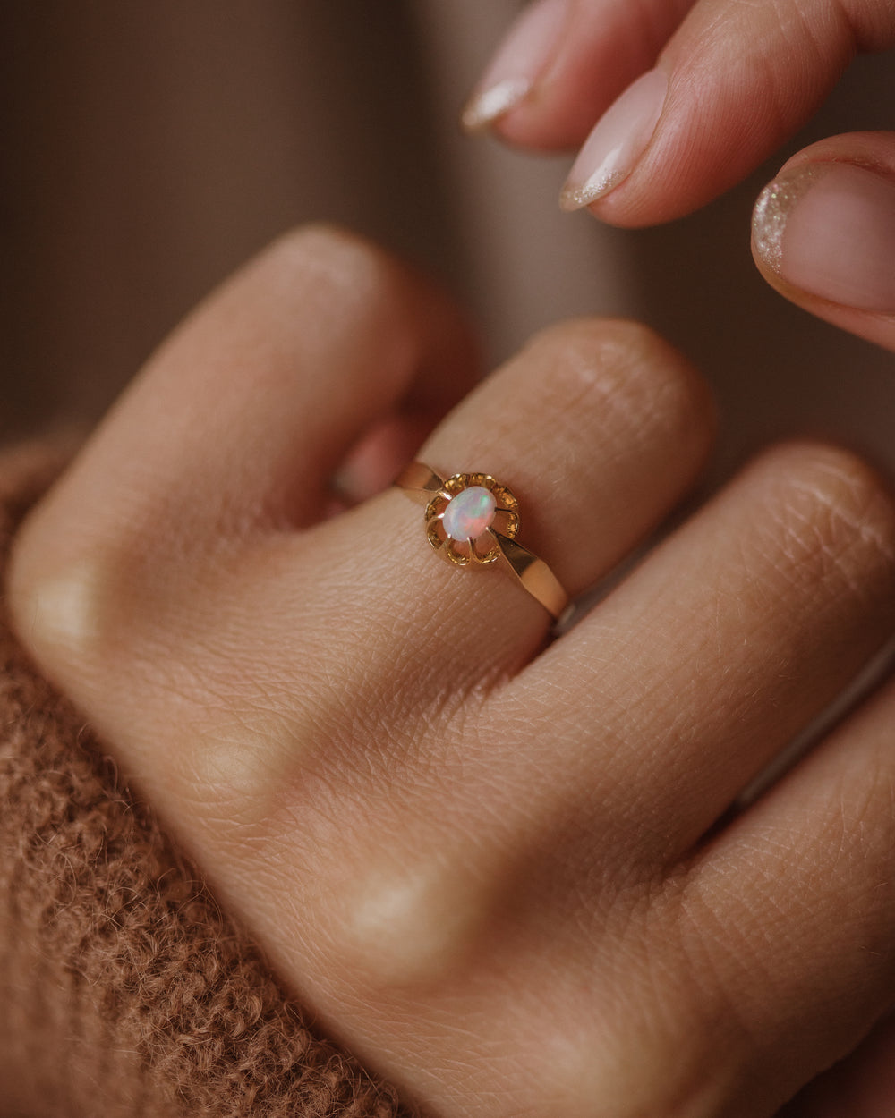 Cecilia Antique 18ct Gold Opal Solitaire Ring