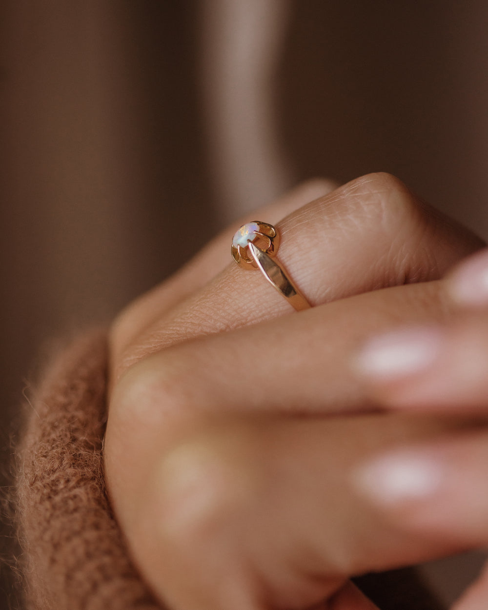 Cecilia Antique 18ct Gold Opal Solitaire Ring