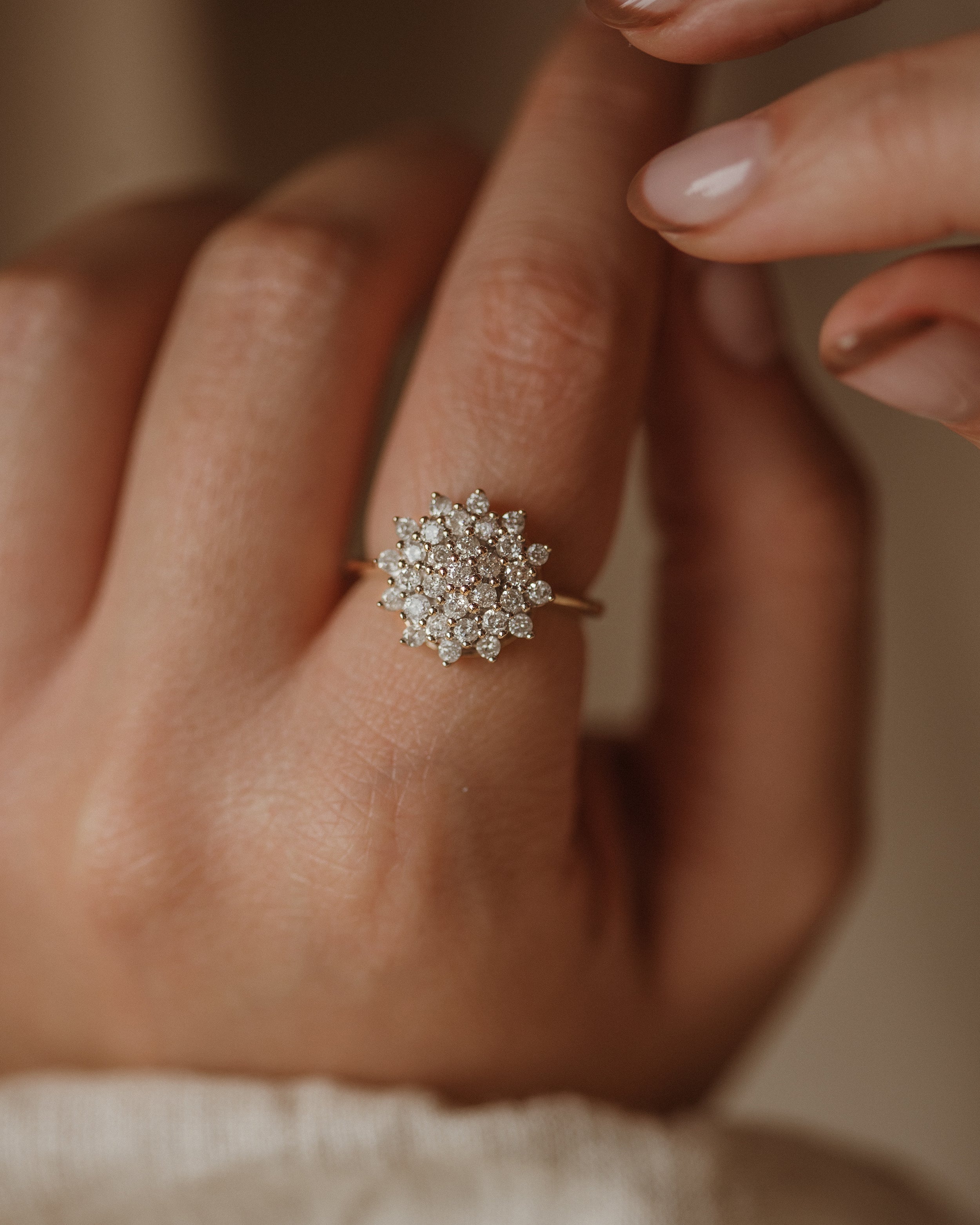 Image of Henriette 9ct Gold Diamond Cluster Ring