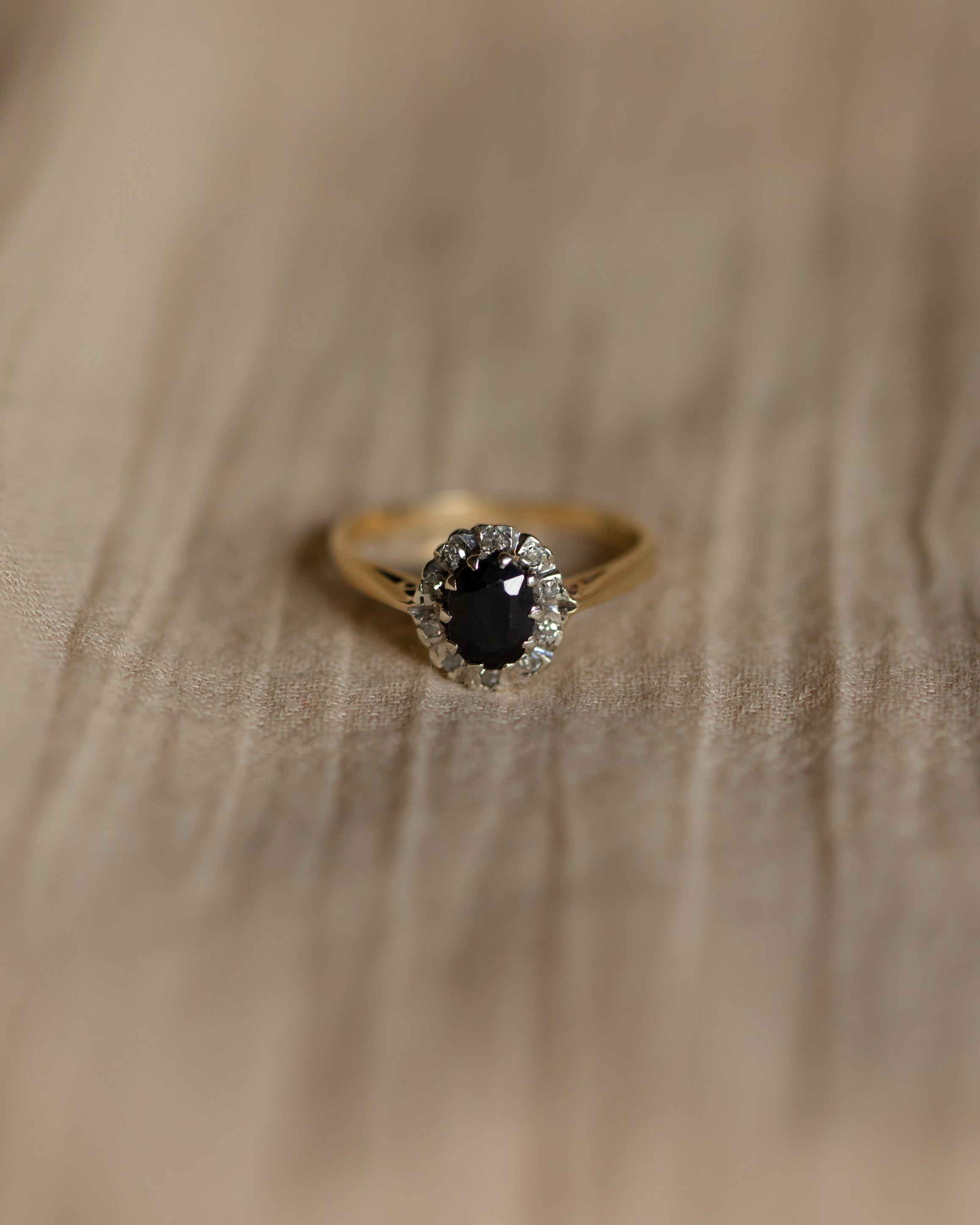 Helena 1983 Vintage 9ct Gold Sapphire & Diamond Cluster Ring