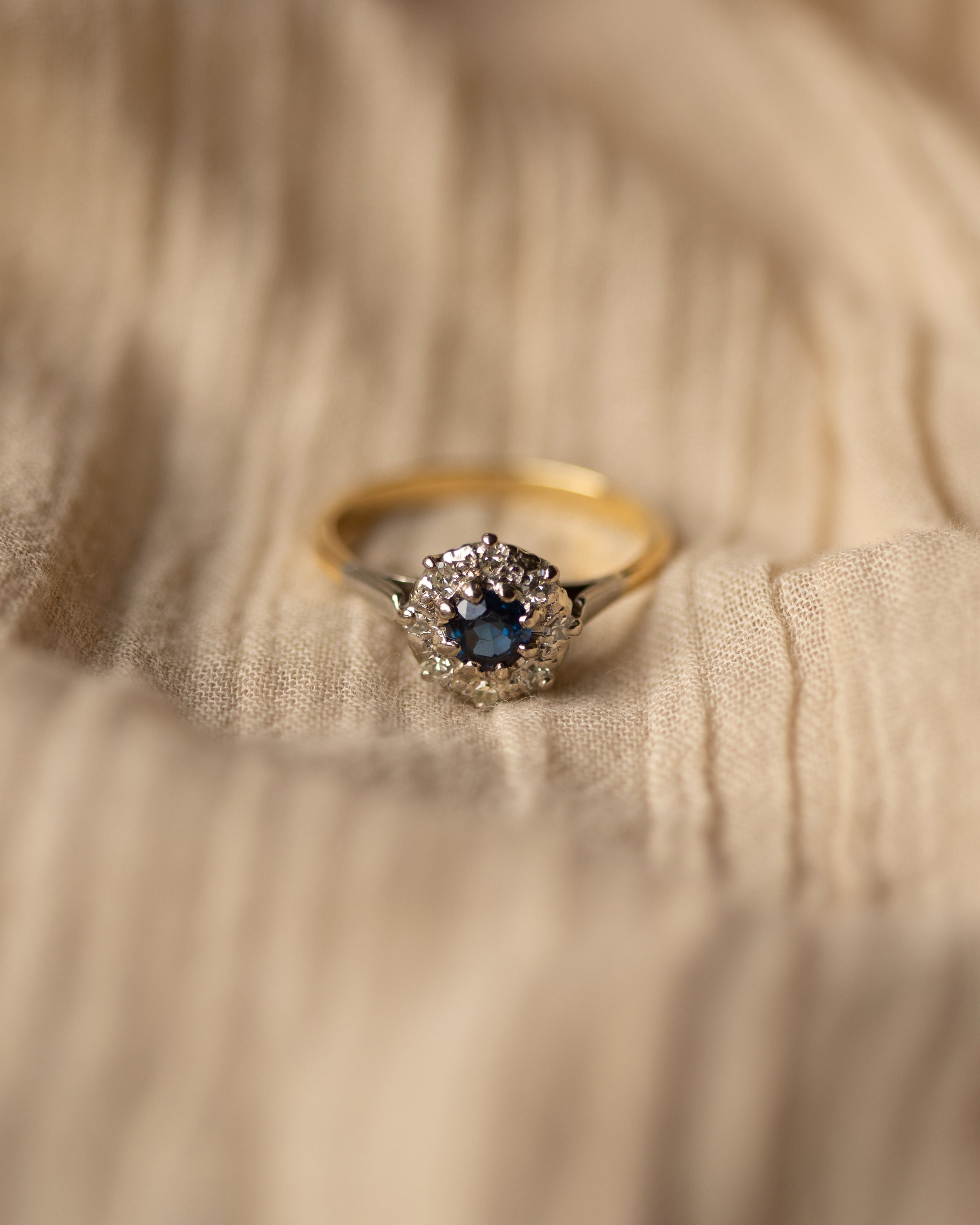 Image of Roberta Vintage 18ct Gold Sapphire & Diamond Cluster Ring