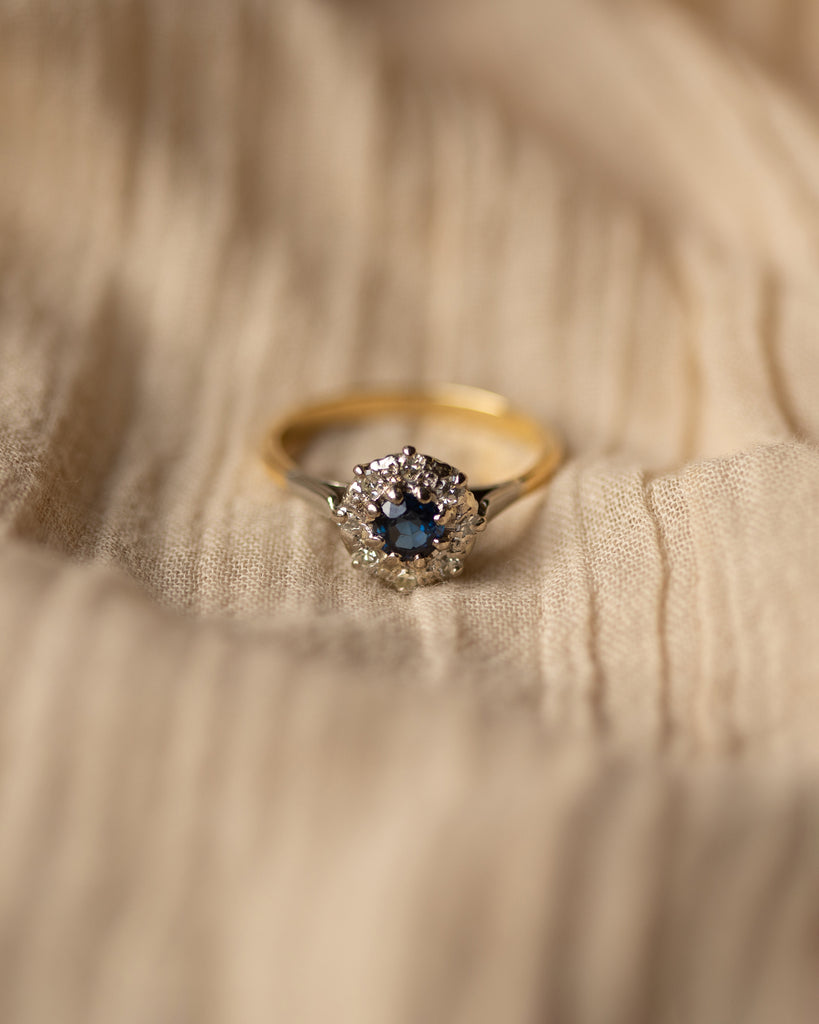 Roberta Vintage 18ct Gold Sapphire & Diamond Cluster Ring