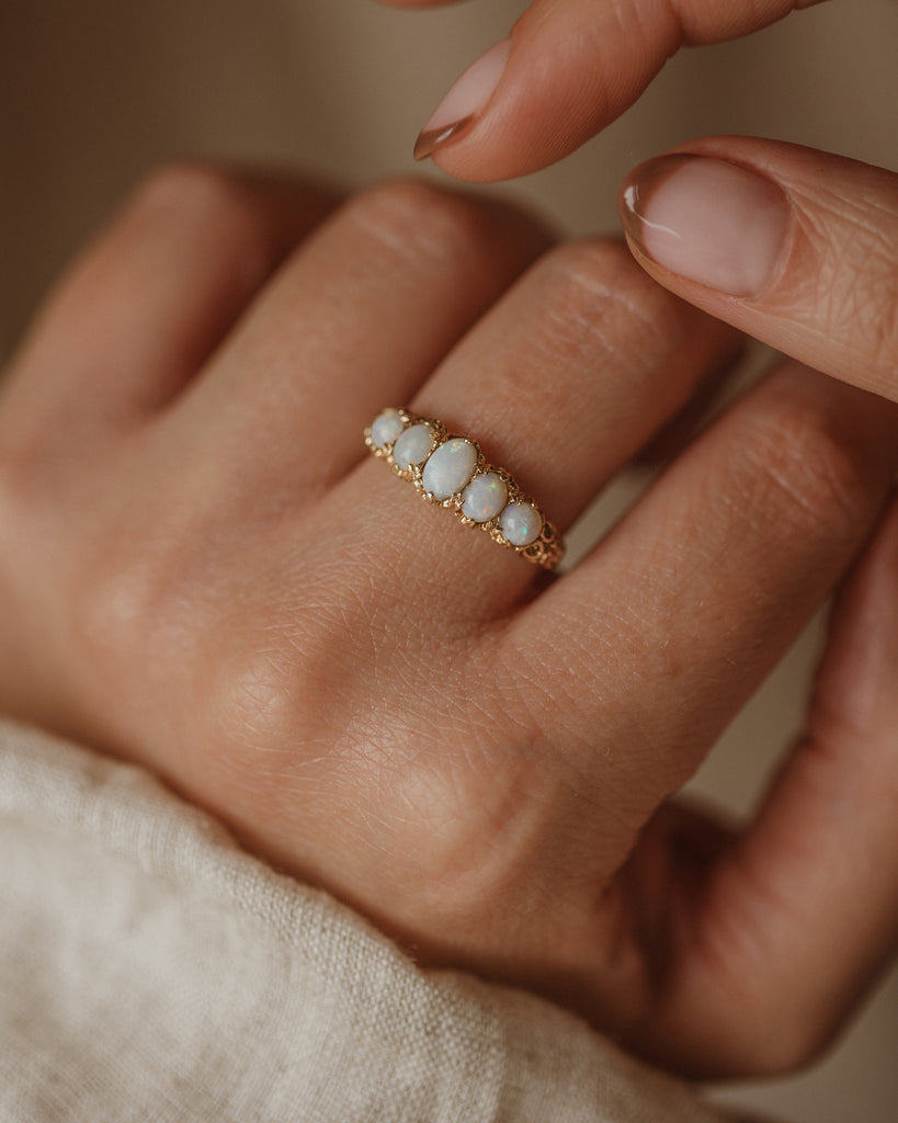 Georgette Vintage 9ct Gold Five Stone Opal Ring