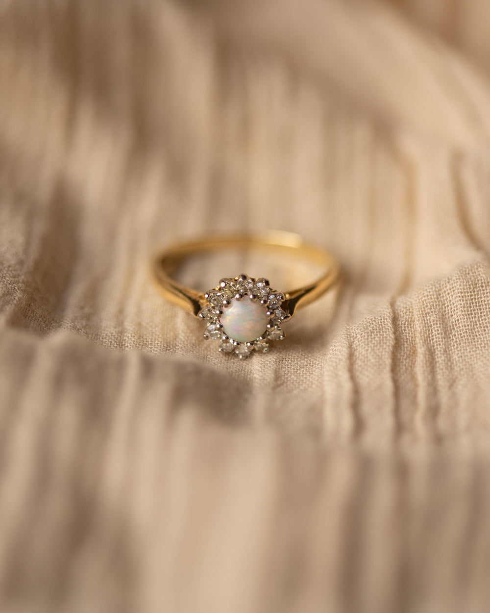 Claudia 1968 Vintage 18ct Gold Opal & Diamond Cluster Ring