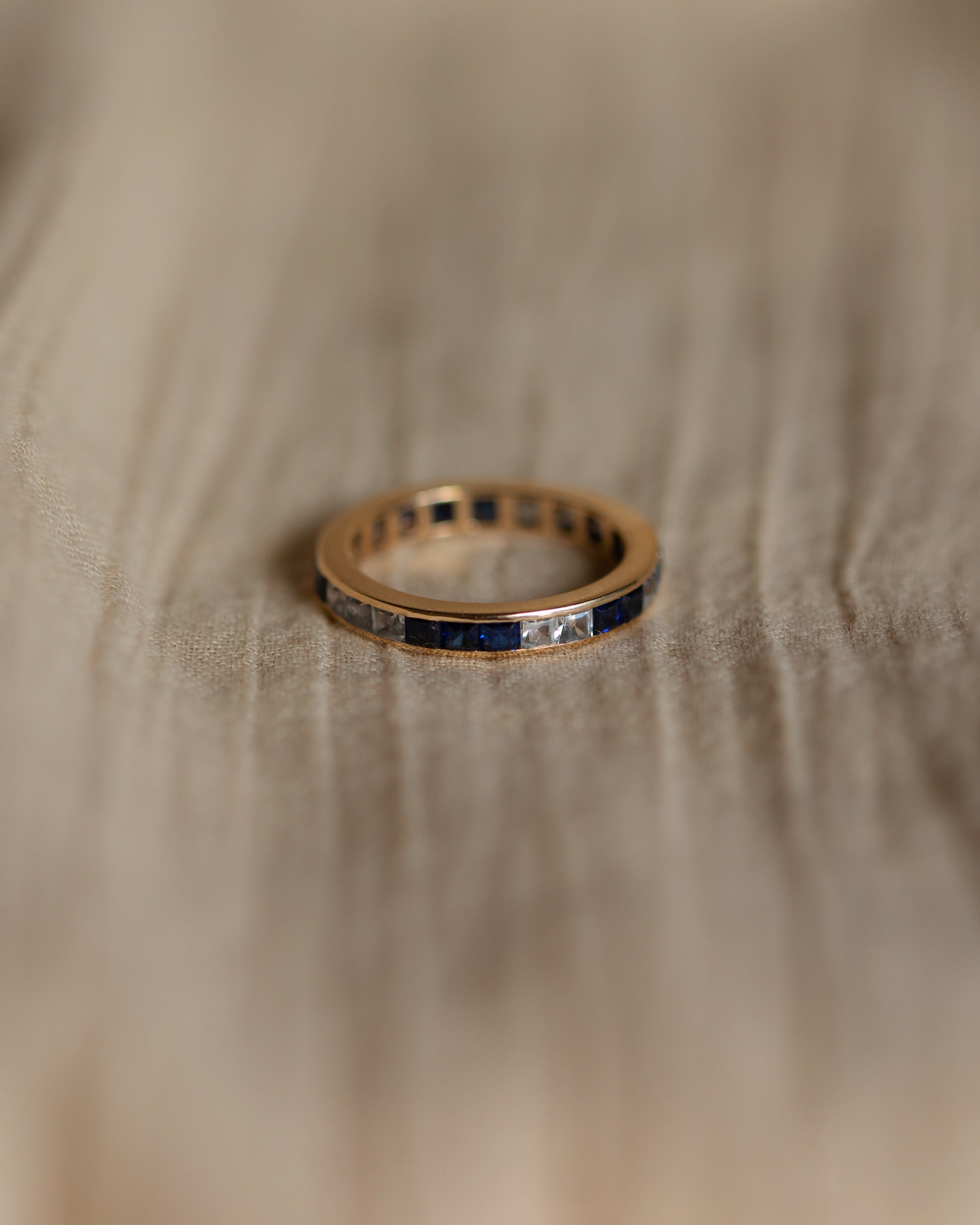 Elena Vintage 9ct Gold Sapphire & Cubic Zircon Eternity Ring