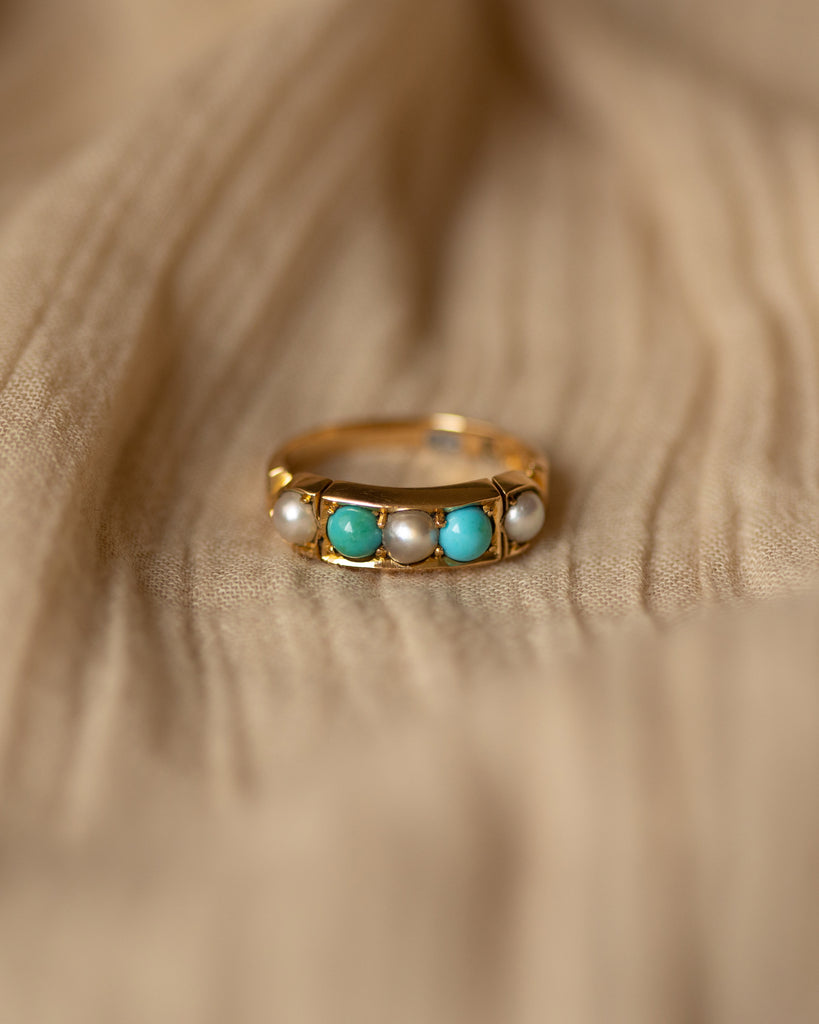 Alexandra 1879 Victorian 18ct Gold Turquoise & Pearl Ring