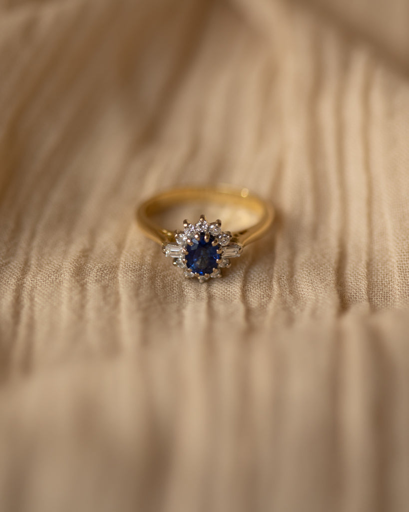Ottilie Vintage 18ct Gold Sapphire & Diamond Cluster Ring